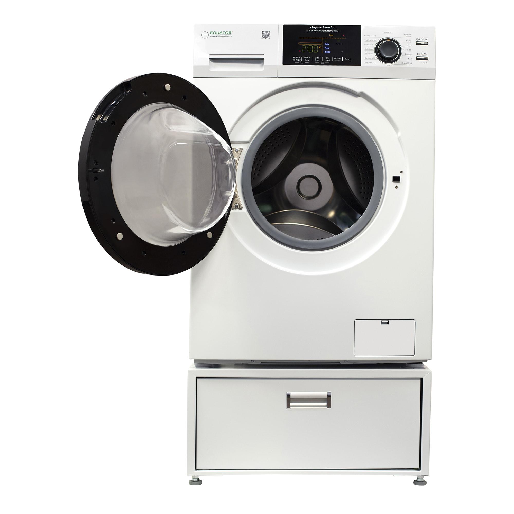 Equator Advanced Appliances Equator All-in-one Washer Dryer Ventless FULLY BUILTIN 0-CLEARANCE 1.62cf/15lbs 110V 1400RPM + Pedestal EZ 4700 C + PDL 4455 White