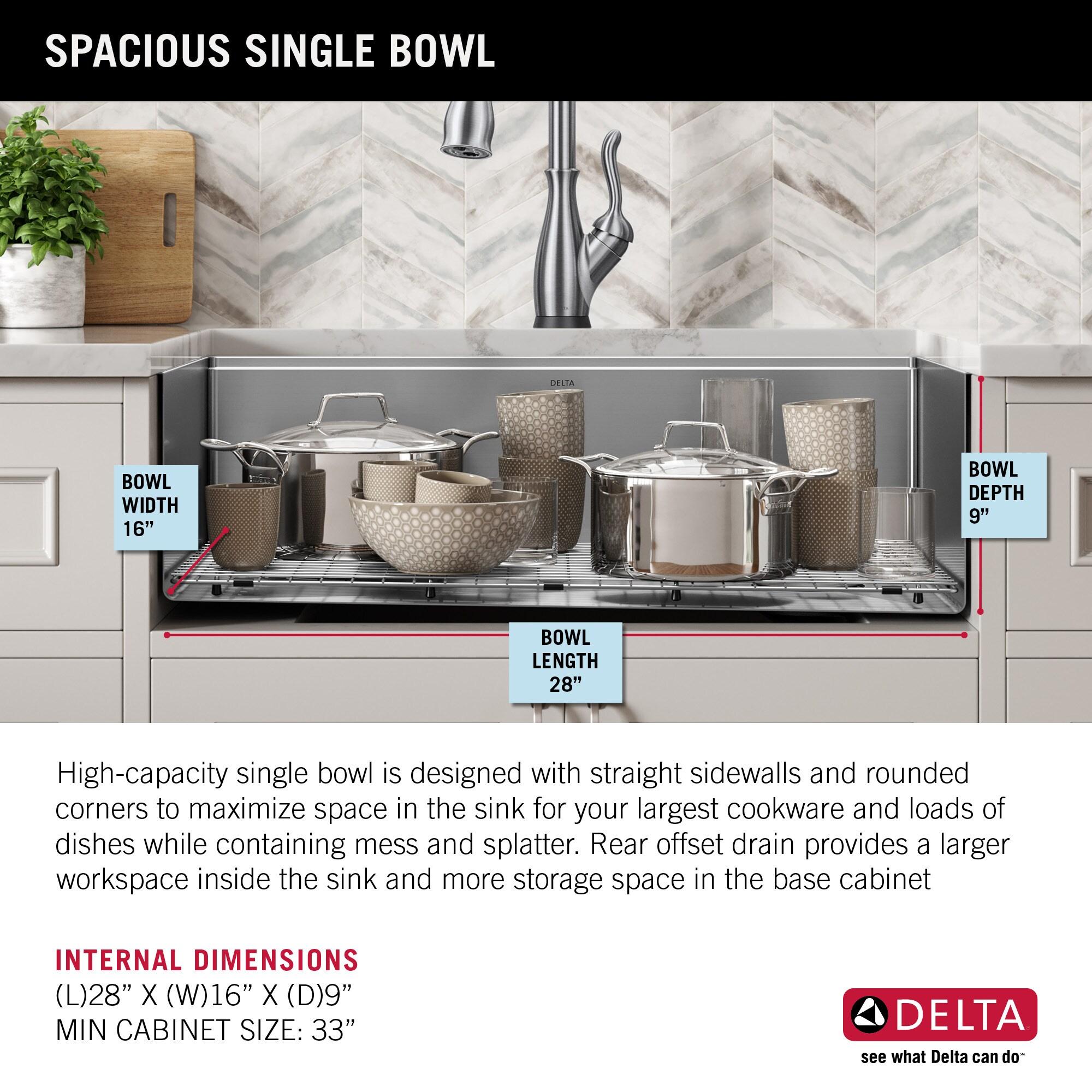 Delta Lorelai™ 30" LWorkstation Kitchen Sink Undermount 16 Gauge Stainless Steel Single Bowl with WorkFlow™ Ledge