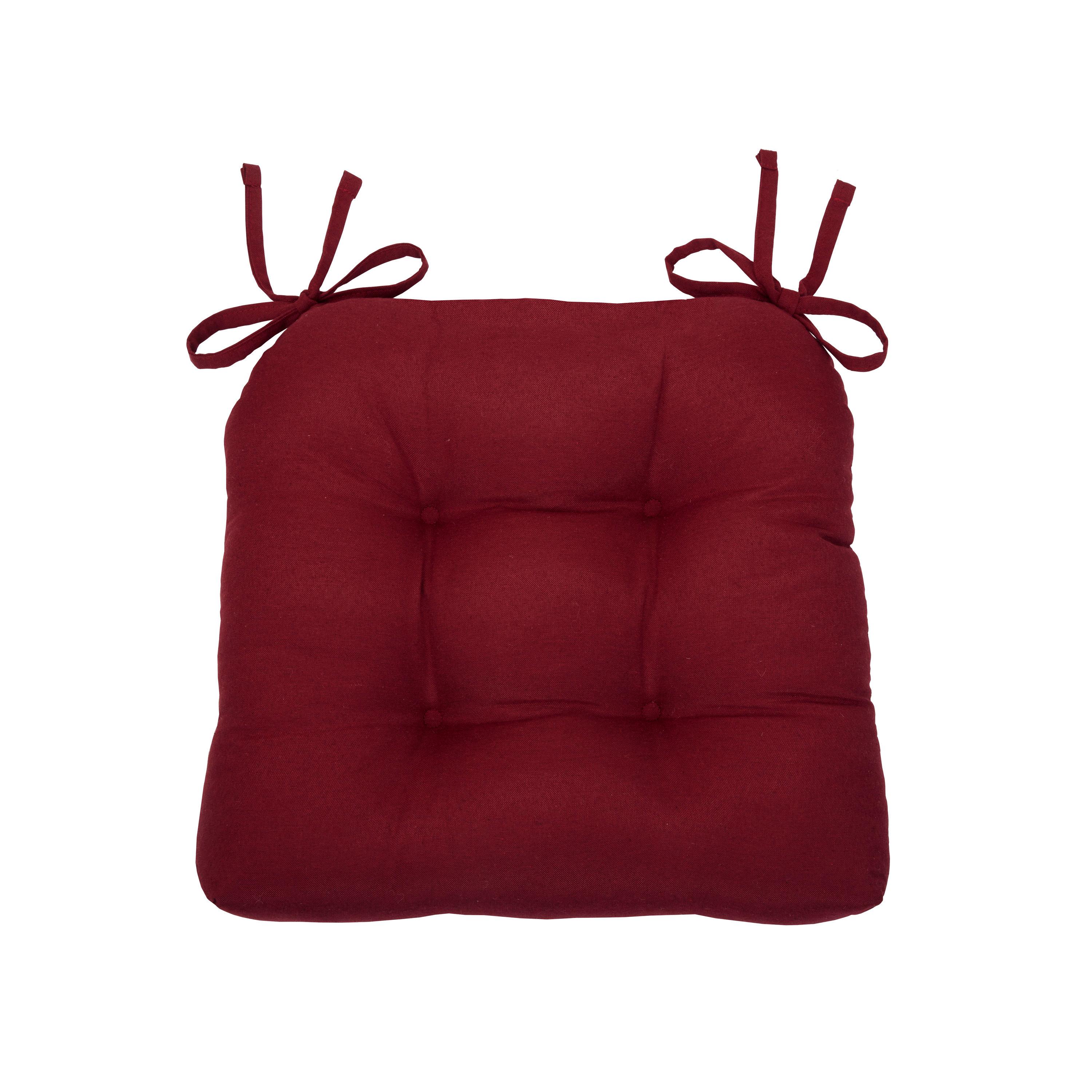 Achim Importing Co. Inc Chase Tufted Chair Seat Cushions, Set of Two-Color:Burgundy