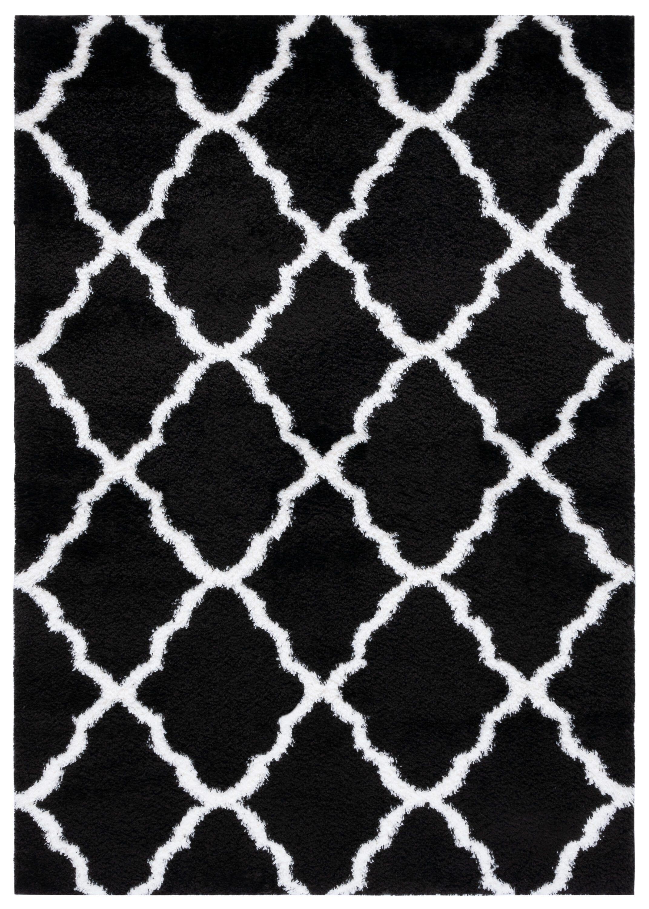 Tahoe Shag THO675 Power Loomed Area Rug - Black/White - 6'7"x8'7" - Safavieh.