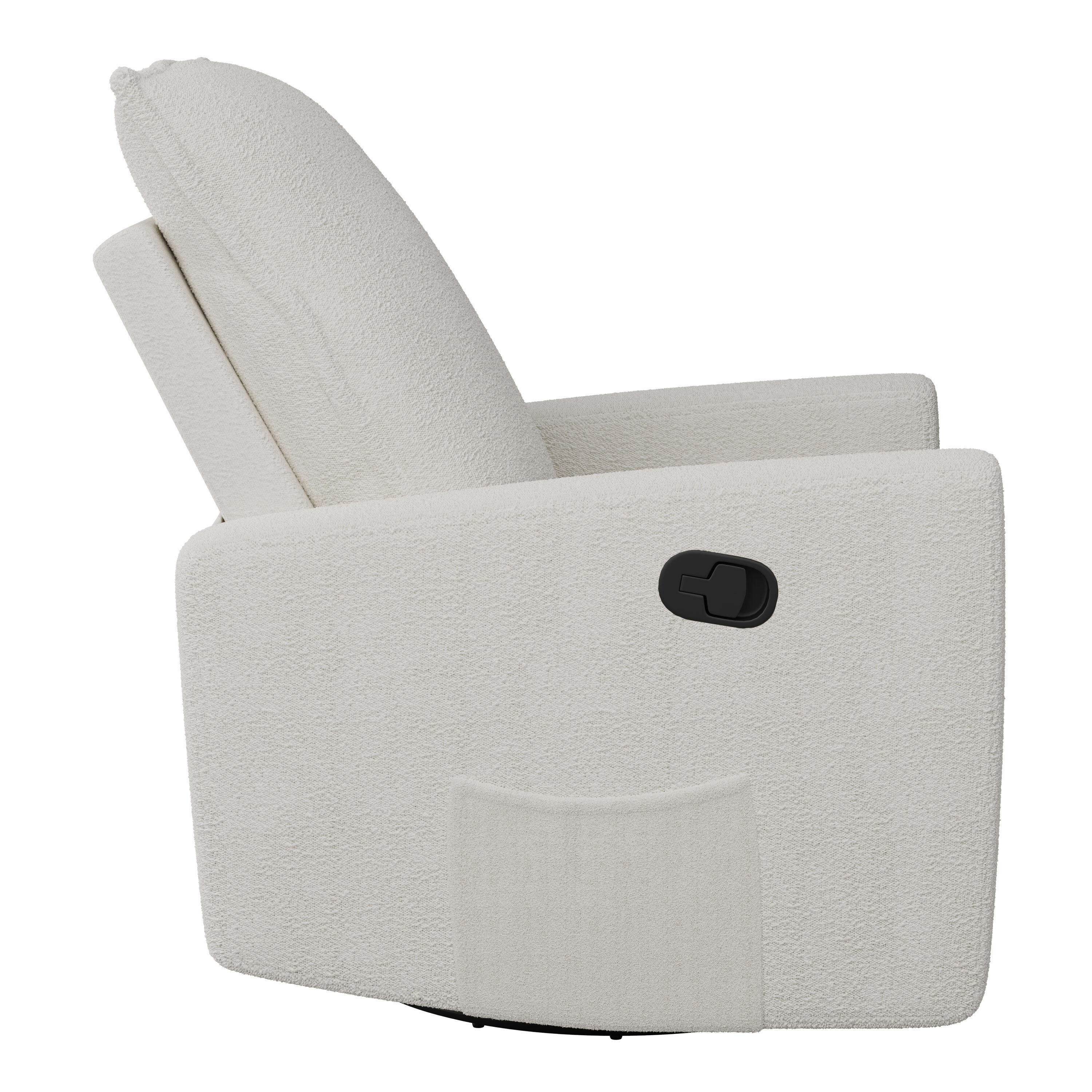 Caillie Boucle Glider Recliner Chair White - CorLiving: Nursery Bedroom Soothing Motion, Hardwood Frame