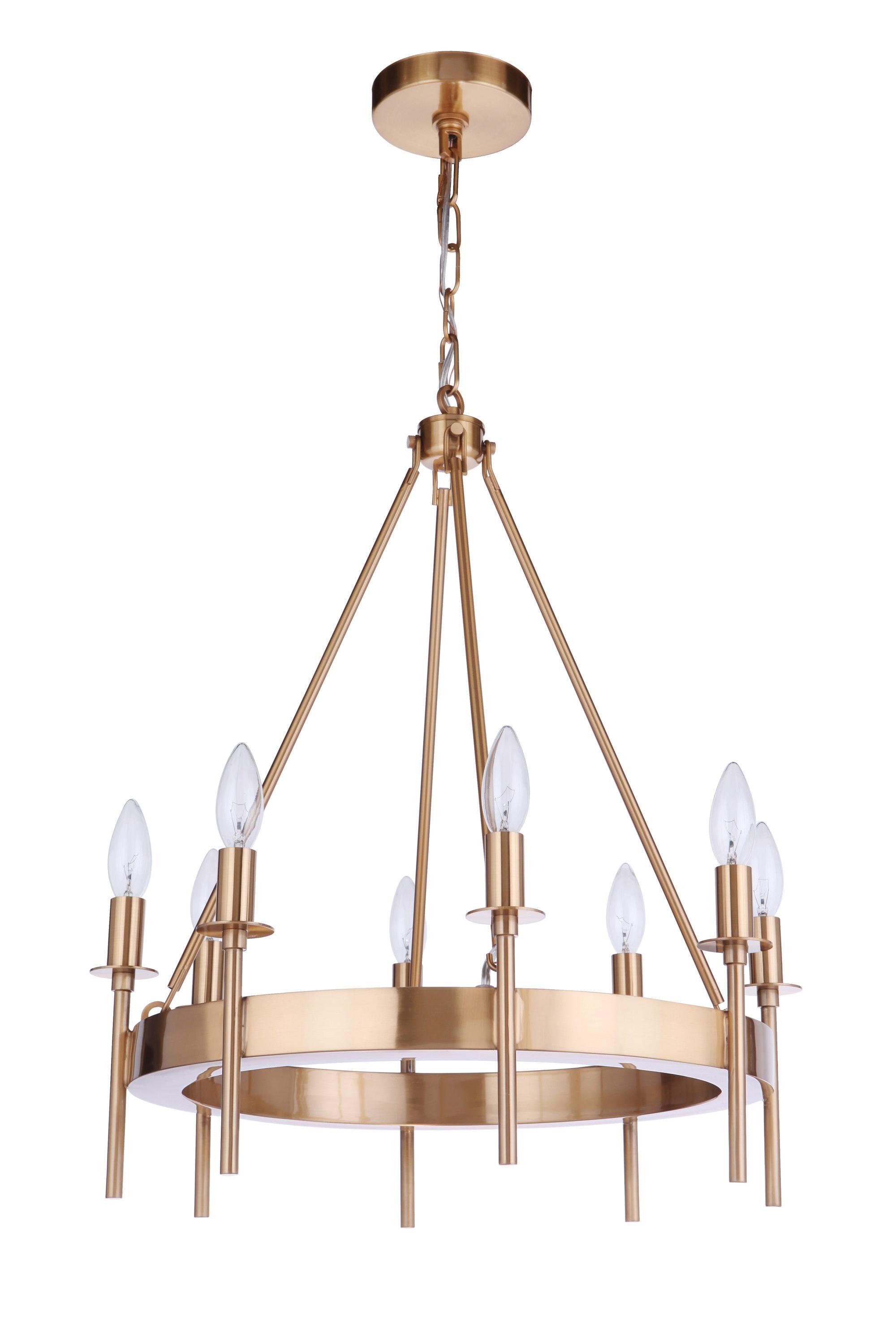 Larrson Satin Brass 8-Light Modern Minimalist Chandelier