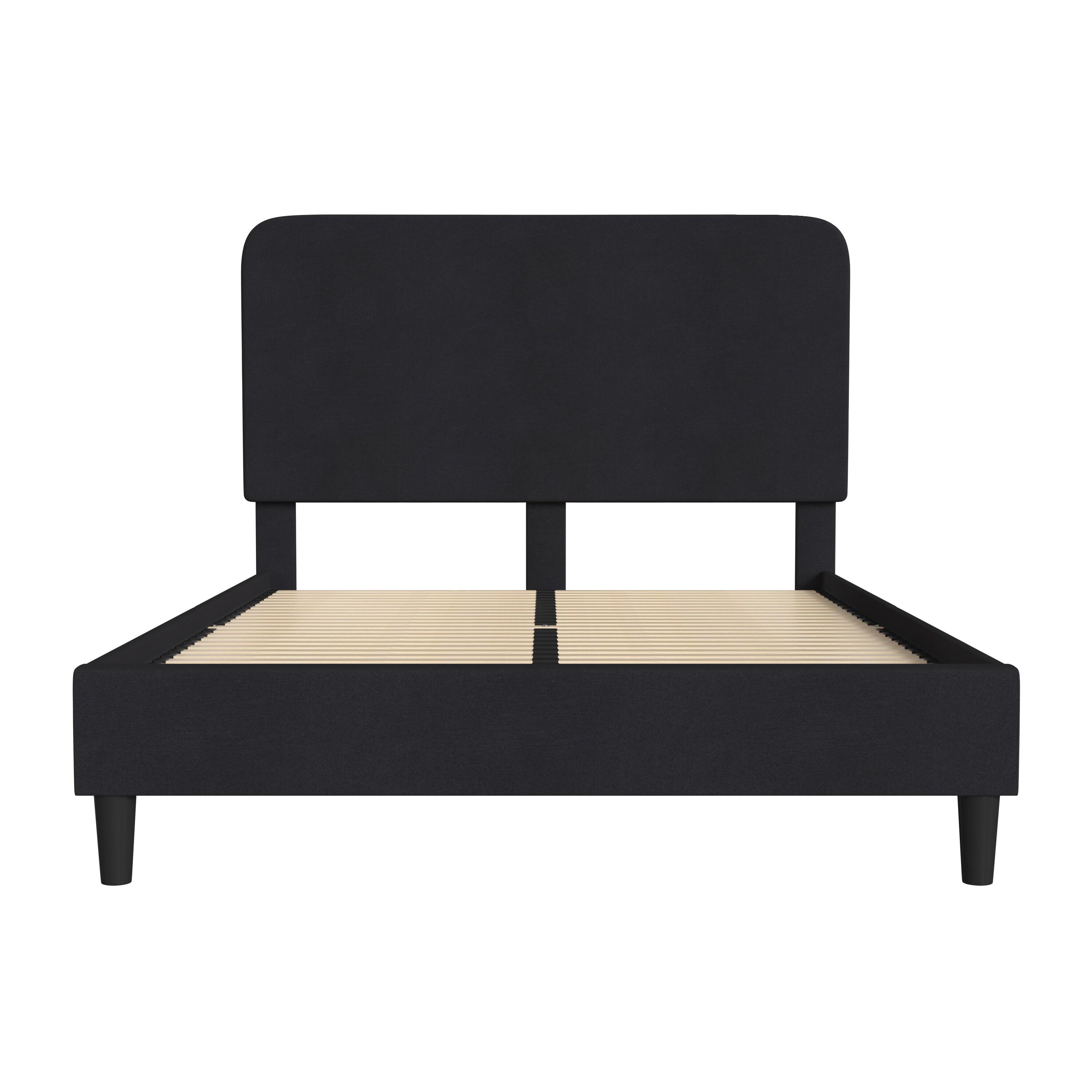 Flash Furniture Addison Fabric Queen Platform Bed with Headboard in Charcoal