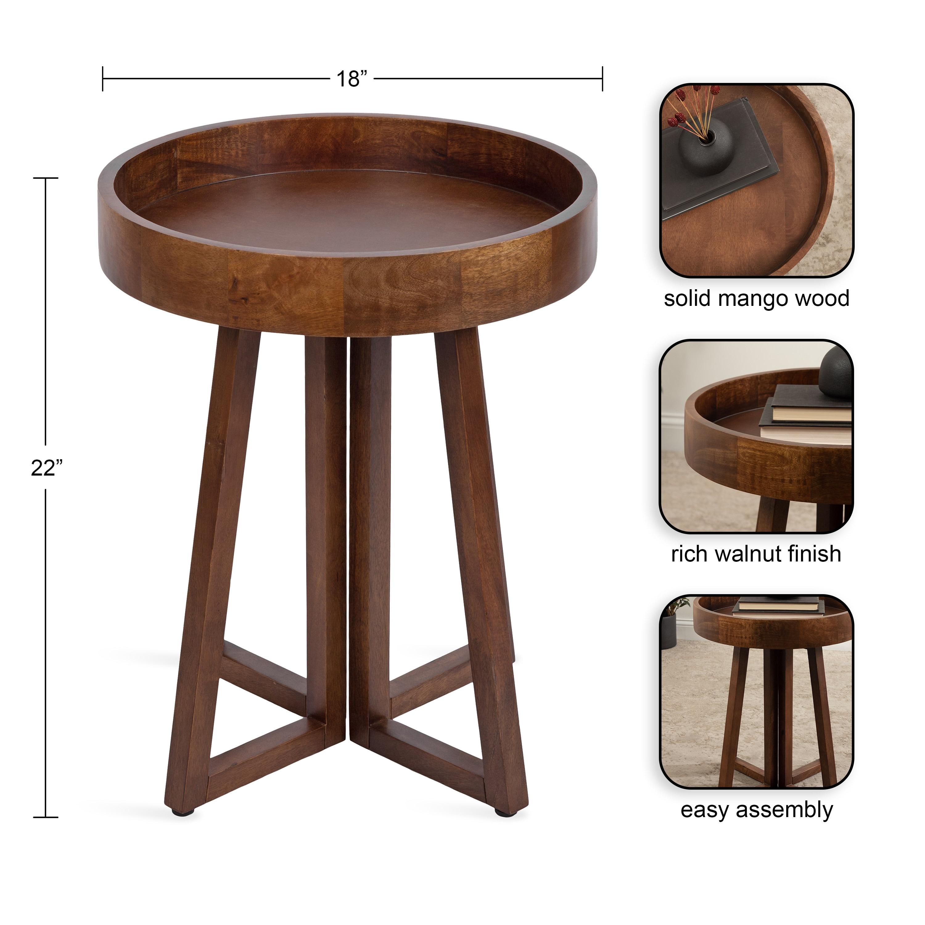 Kate and Laurel Avery Round Wood Side Table, 18x18x22, Walnut Brown