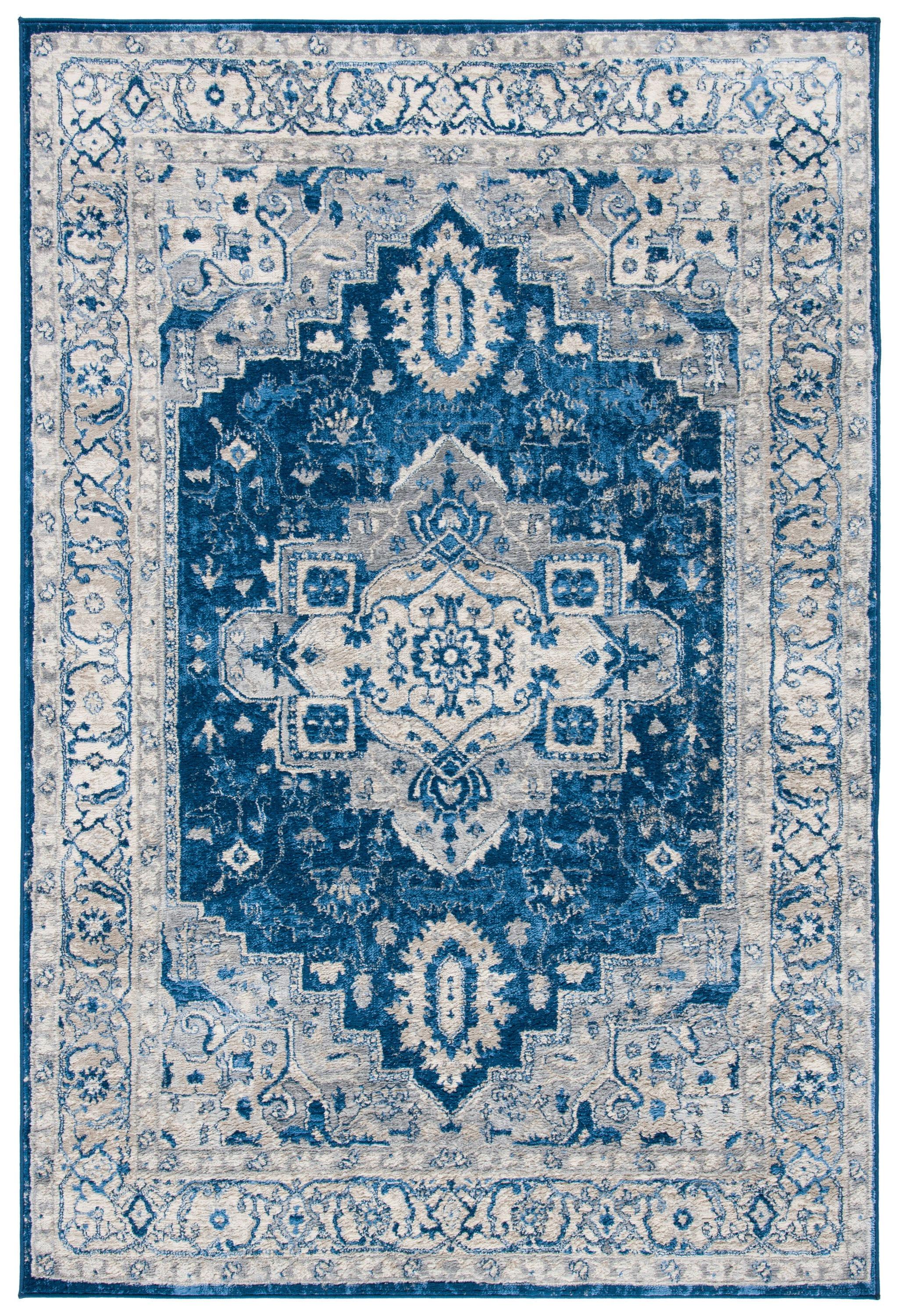 Brentwood BNT851 Power Loomed Indoor Area Rug - Navy/Grey - 6'x9' - Safavieh