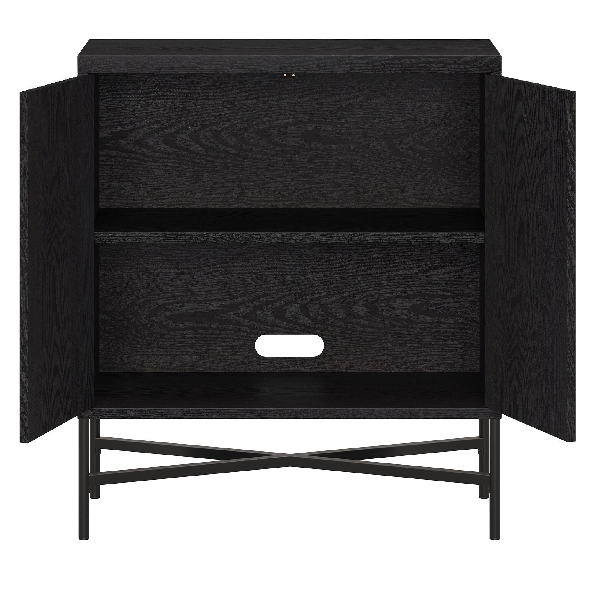 Evelyn&Zoe Brighton 28" Wide Rectangular Accent Cabinet, Black Grain