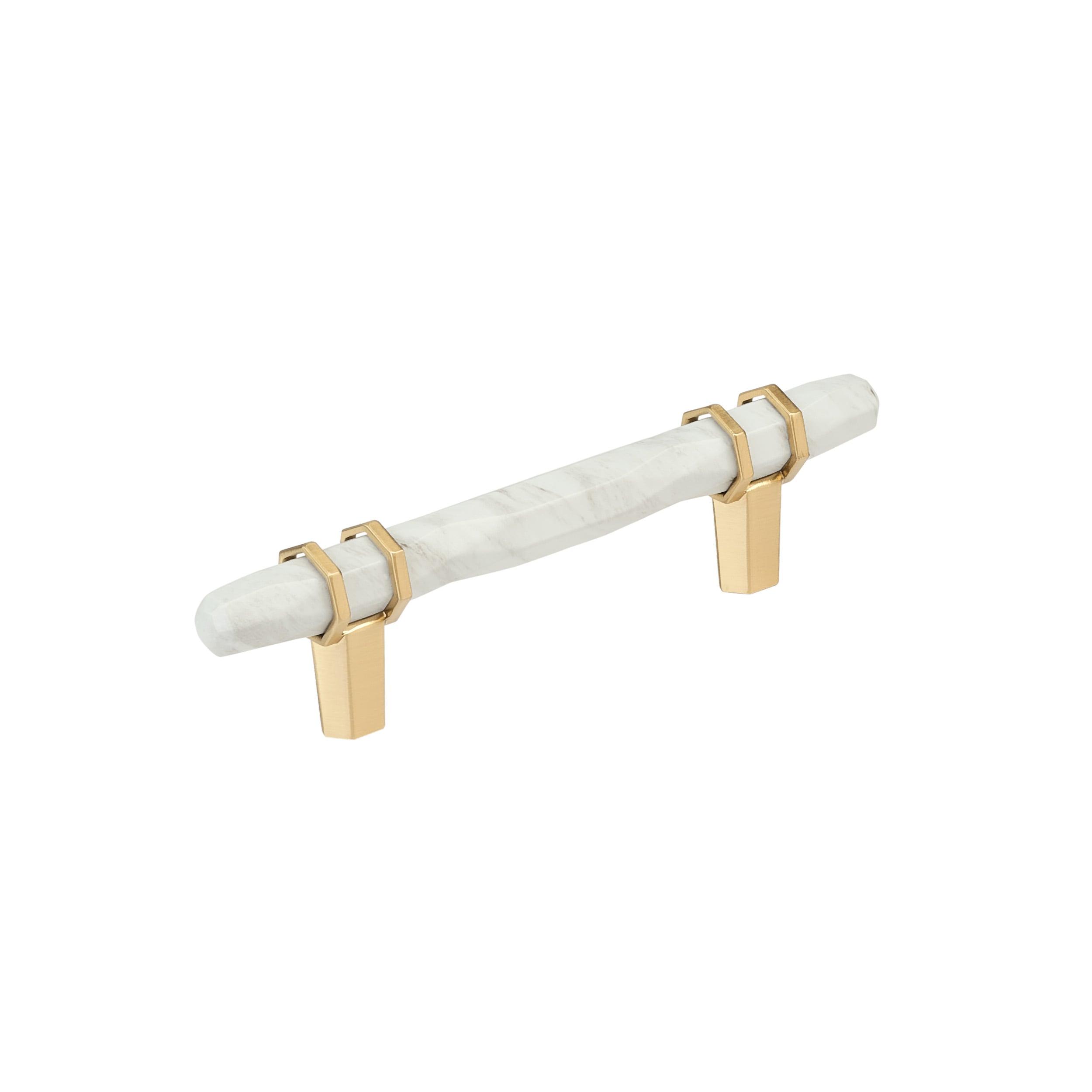 Marble White and Bronze 3-3/4 Inch Modern Cabinet Pull