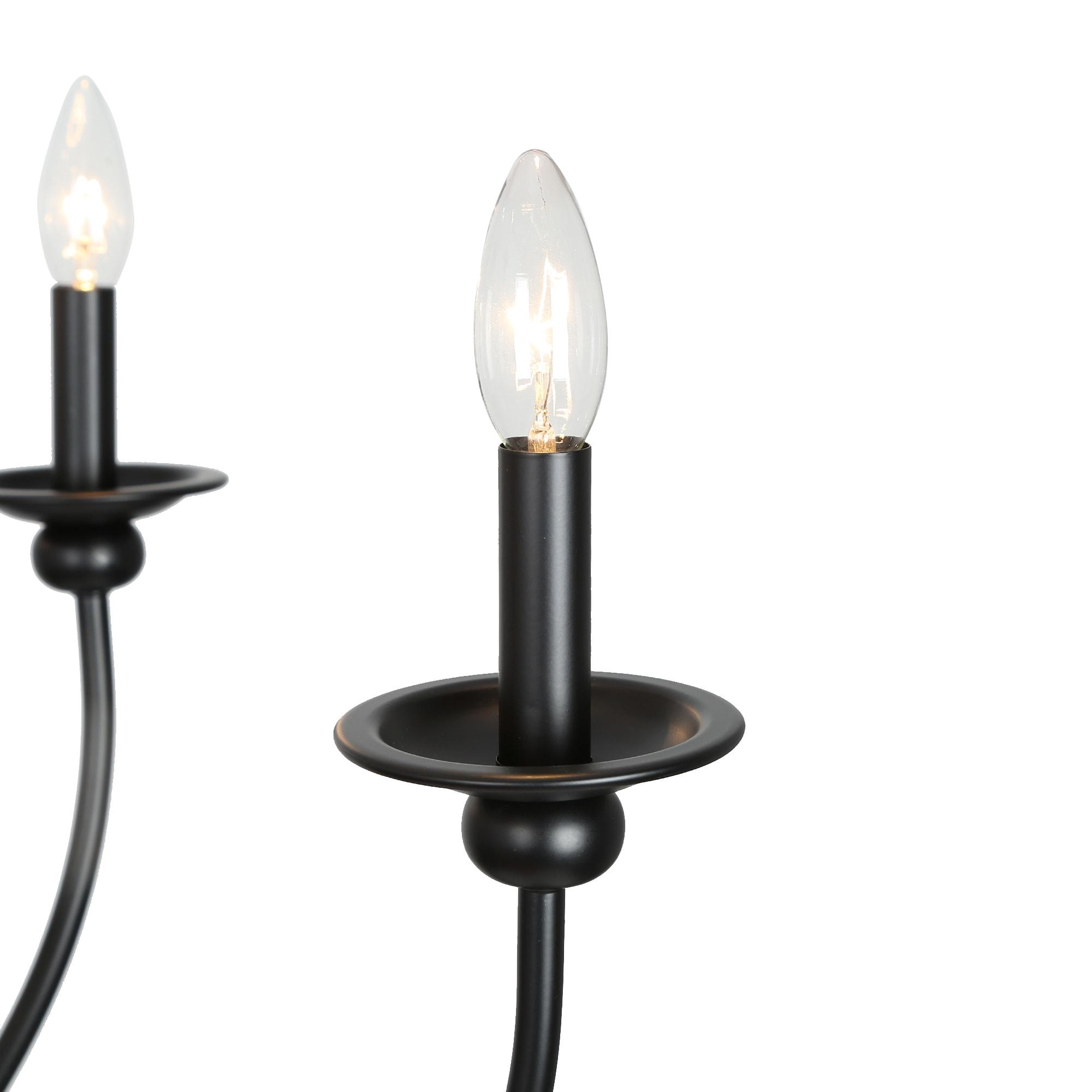 LNC 6-Light Modern/Contemporary Matte Black Large Candle Chandelier