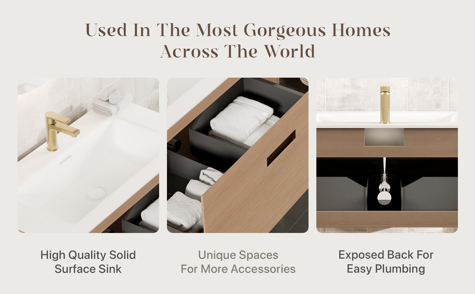 Eviva Lina 35'' Single Bathroom Vanity with Solid Surface Top