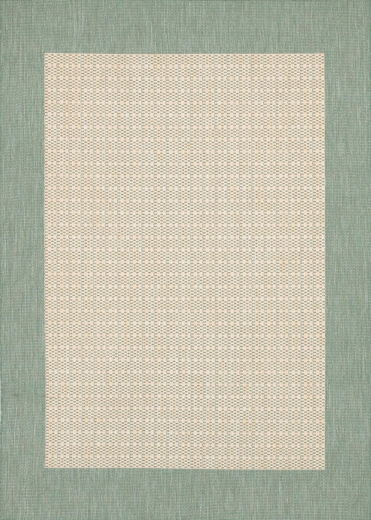 Couristan Recife Checkered Field Indoor / Outdoor Area Rug, Natural- Green, 7'6" x 10'9"