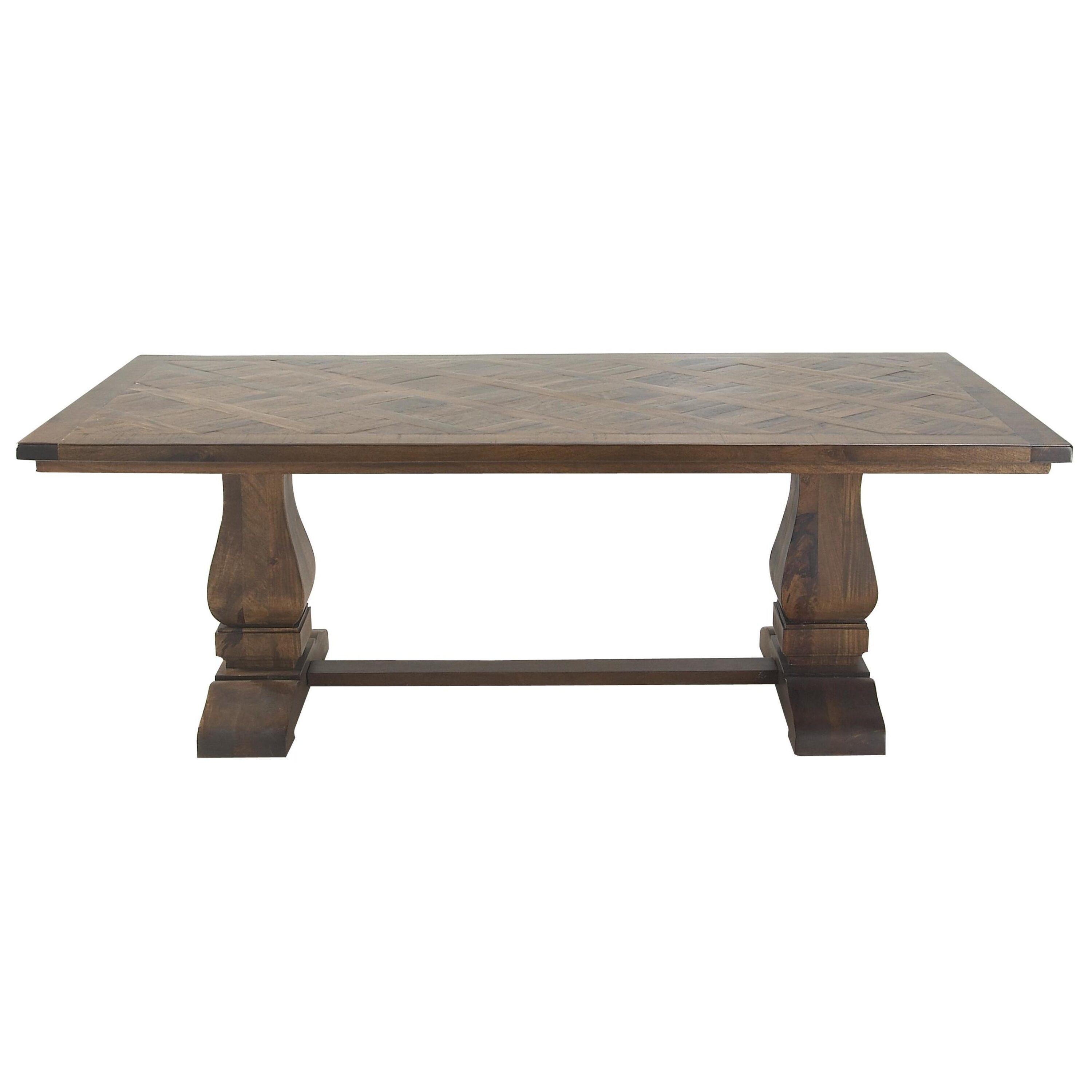 DecMode 84" x 30" Brown Mango Wood Dining Table with Parquet Inlay, 1-Piece