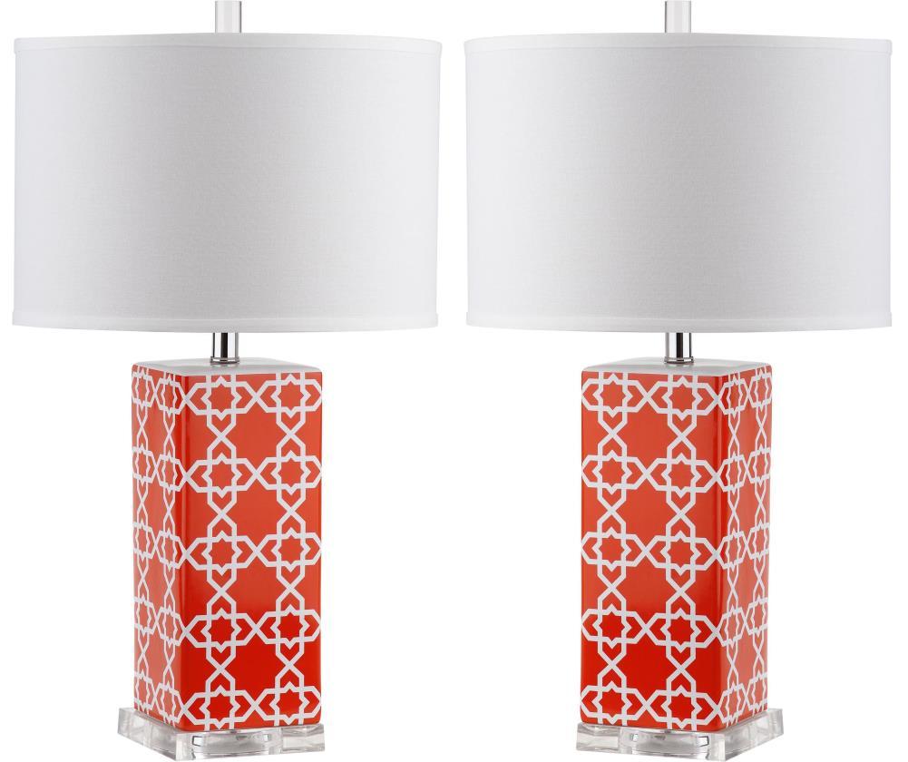 Quatrefoil Table Lamp (Set of 2) - Orange - Safavieh.