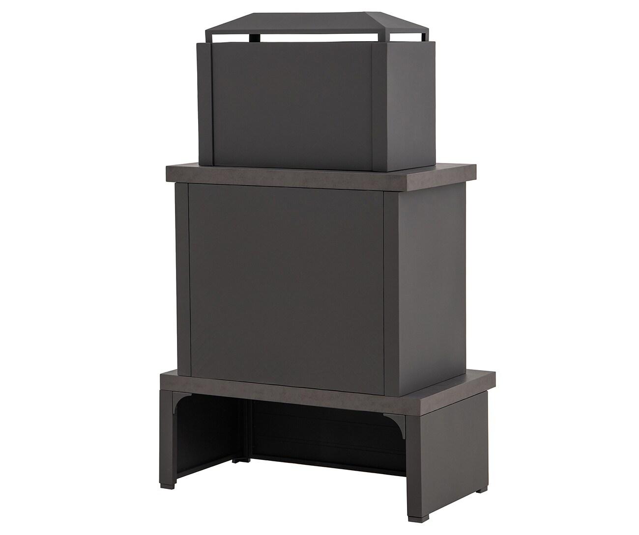 Matte Black Steel Wood-Burning Outdoor Fireplace with Chimney