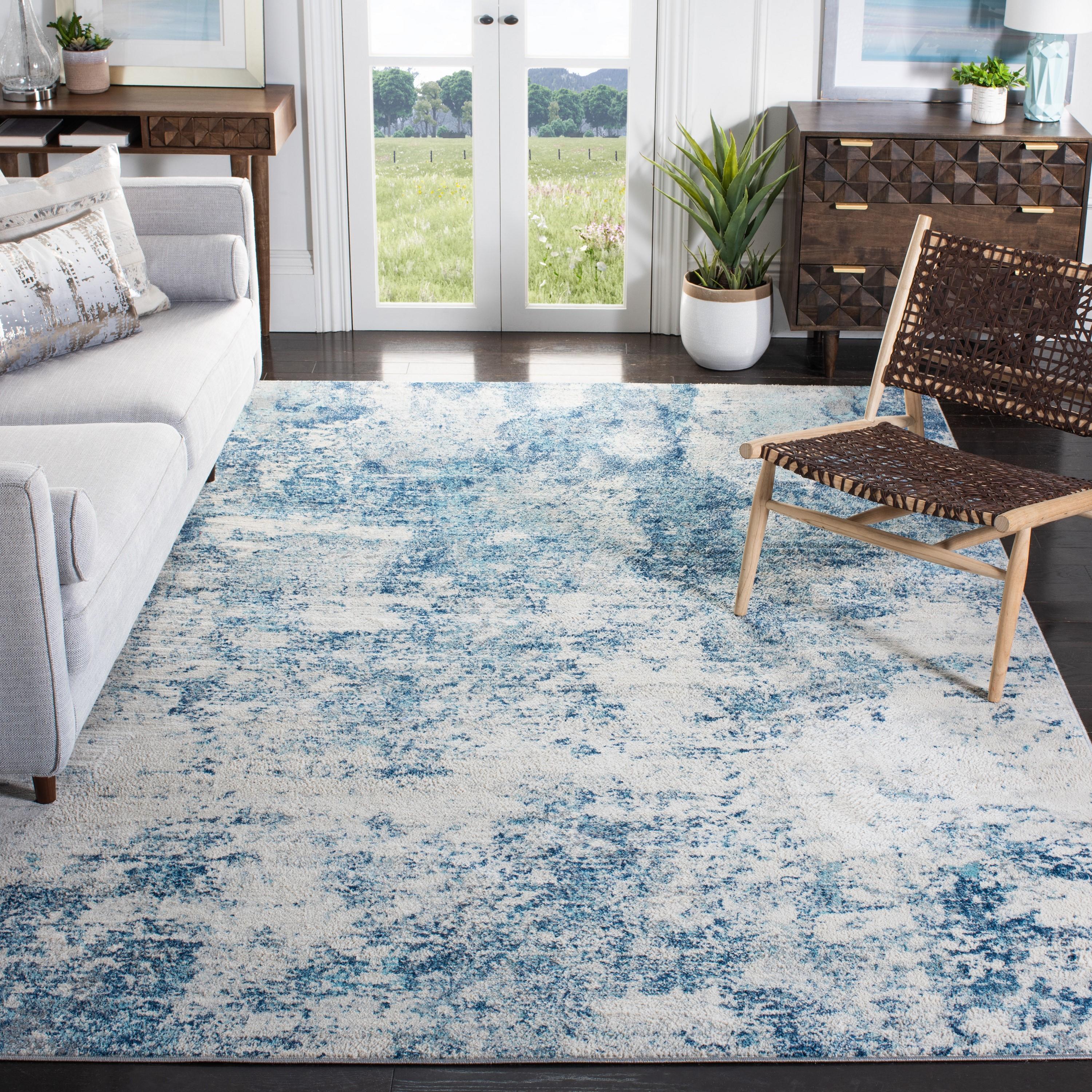 SAFAVIEH Brentwood Alaia Abstract Area Rug, 11' x 15', Ivory/Navy