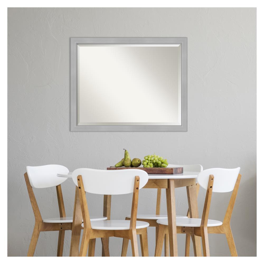 31" x 25" Vista Brushed Nickel Wall Mount Mirror for Bathroom - Amanti Art: Includes Beveled Glass