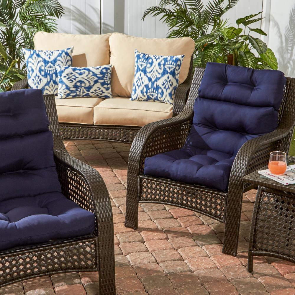 Navy 44 x 22 in. Outdoor High Back Chair Cushion (set of 2) by Greendale Home Fashions