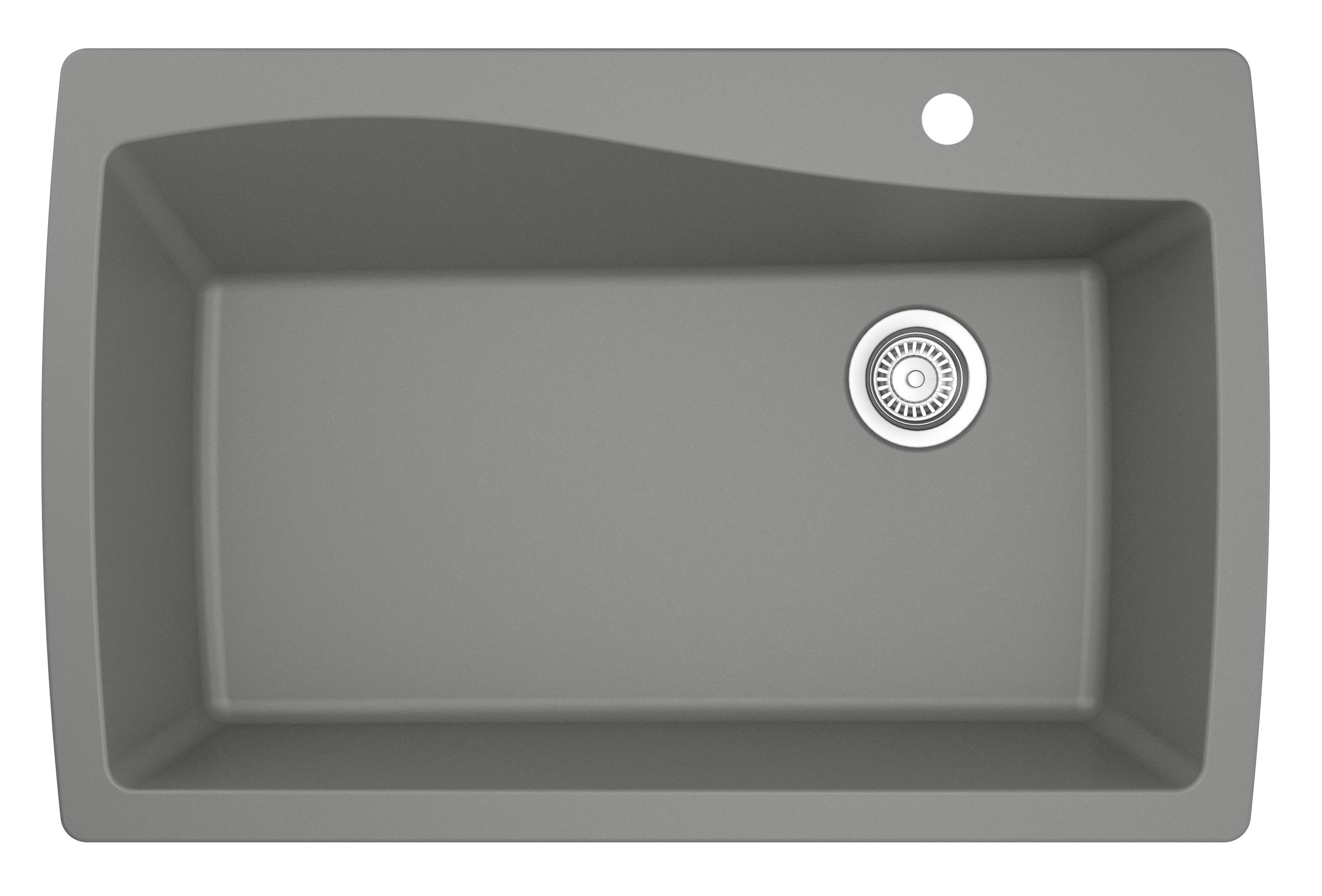 Karran Karran Drop-in Quartz Composite 34'' X 22'' 1-Hole Single Bowl Kitchen Sink QT-722-GR