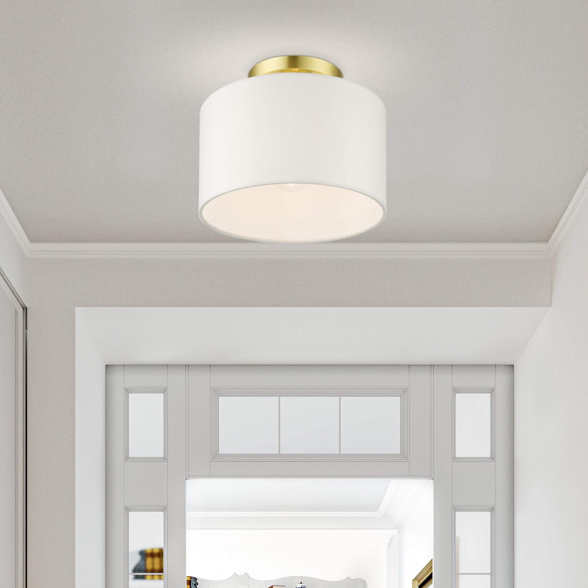 Livex Lighting Clark 1 - Light Semi-Flush Mount in  Satin Brass