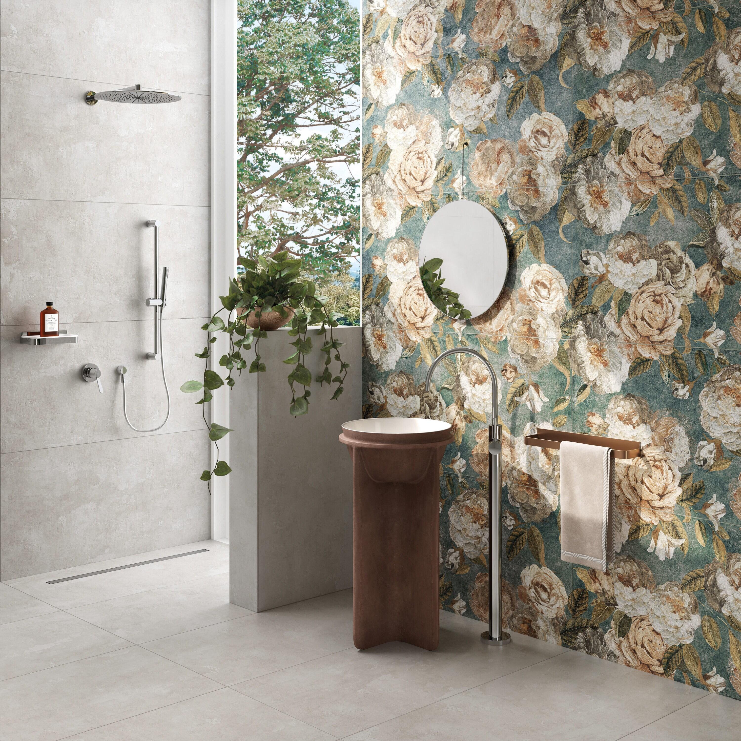 Merola Tile Parete Fiori 24" x 47" Porcelain Natural / Floral Wall & Floor Tile