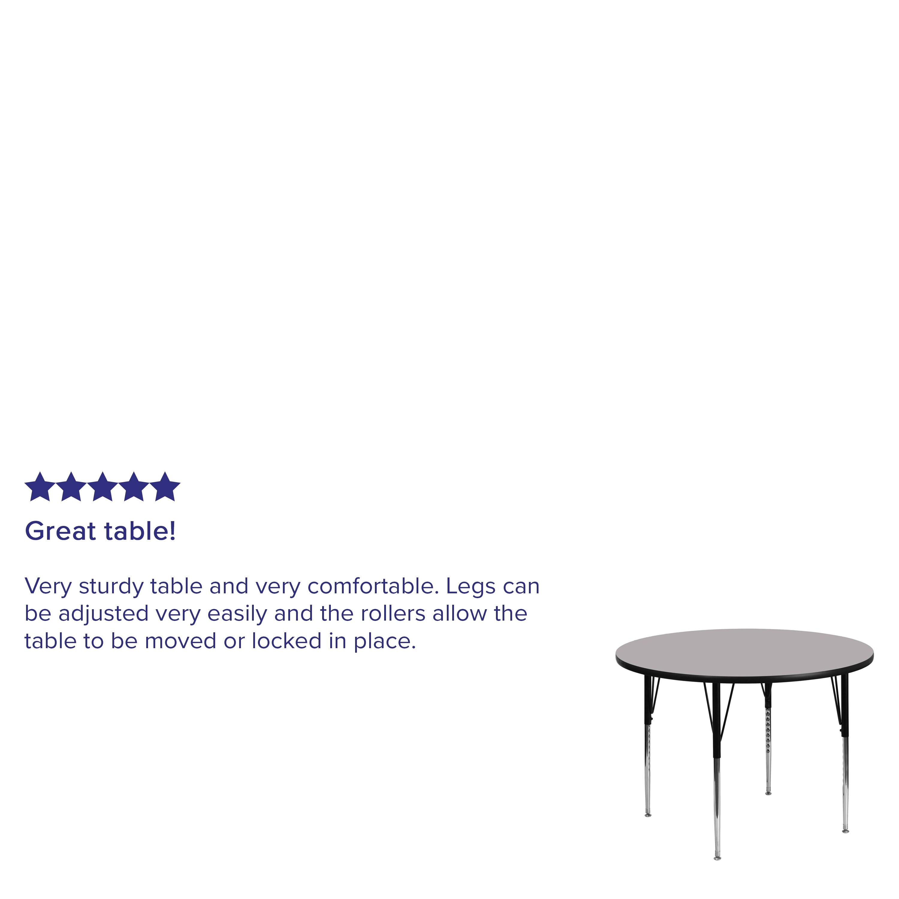 Flash Furniture 42'' Round Grey Thermal Laminate Activity Table - Standard Height Adjustable Legs