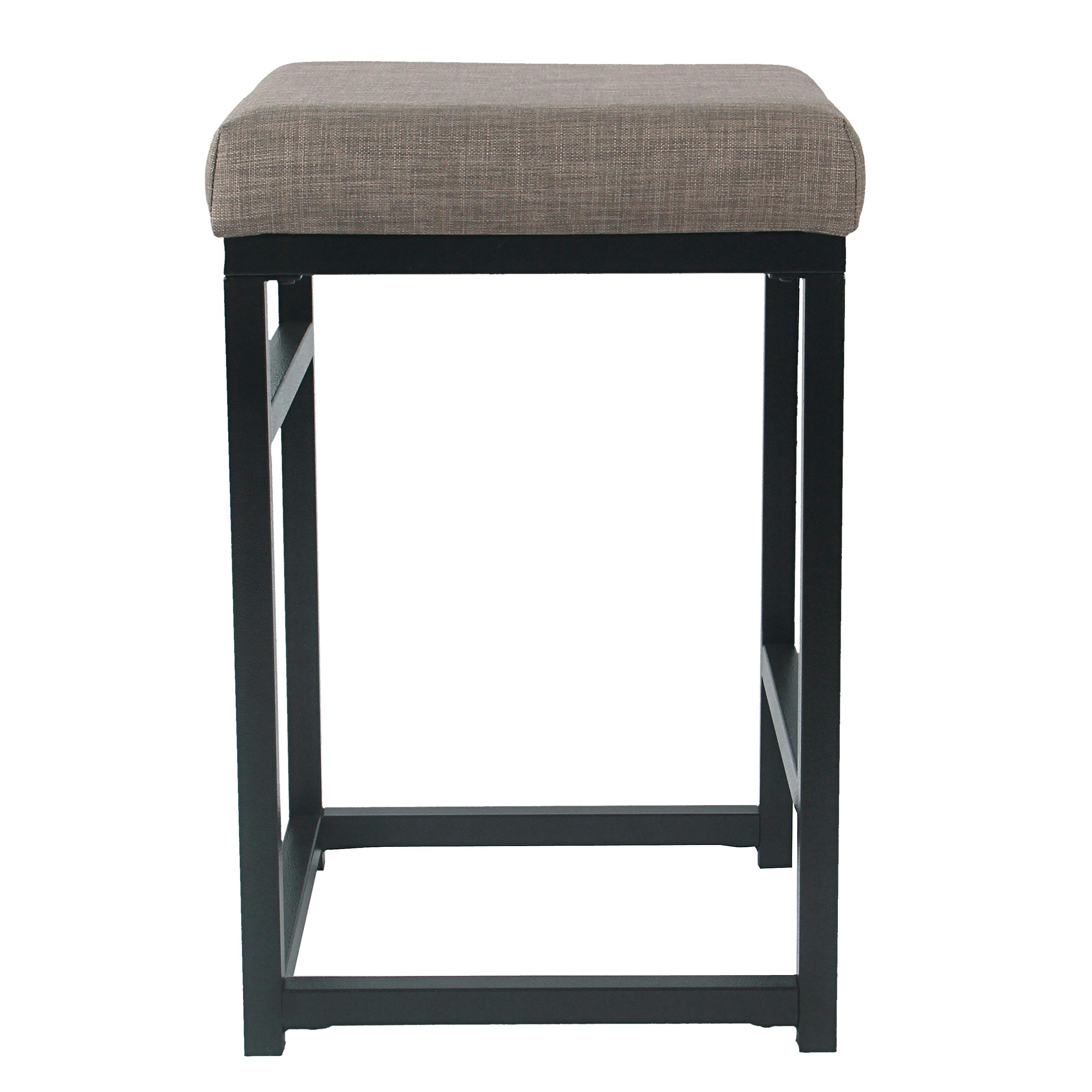 24" Open Back Metal Counter Height Barstool Dark Gray - HomePop: Kitchen Island Seating
