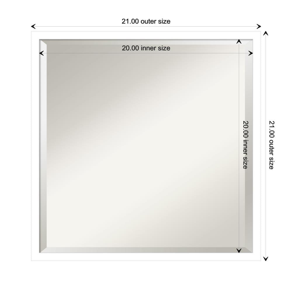 Amanti Art Beveled Wood Bathroom Wall Mirror - Svelte Frame Svelte White Outer Size: 21 x 21 in White