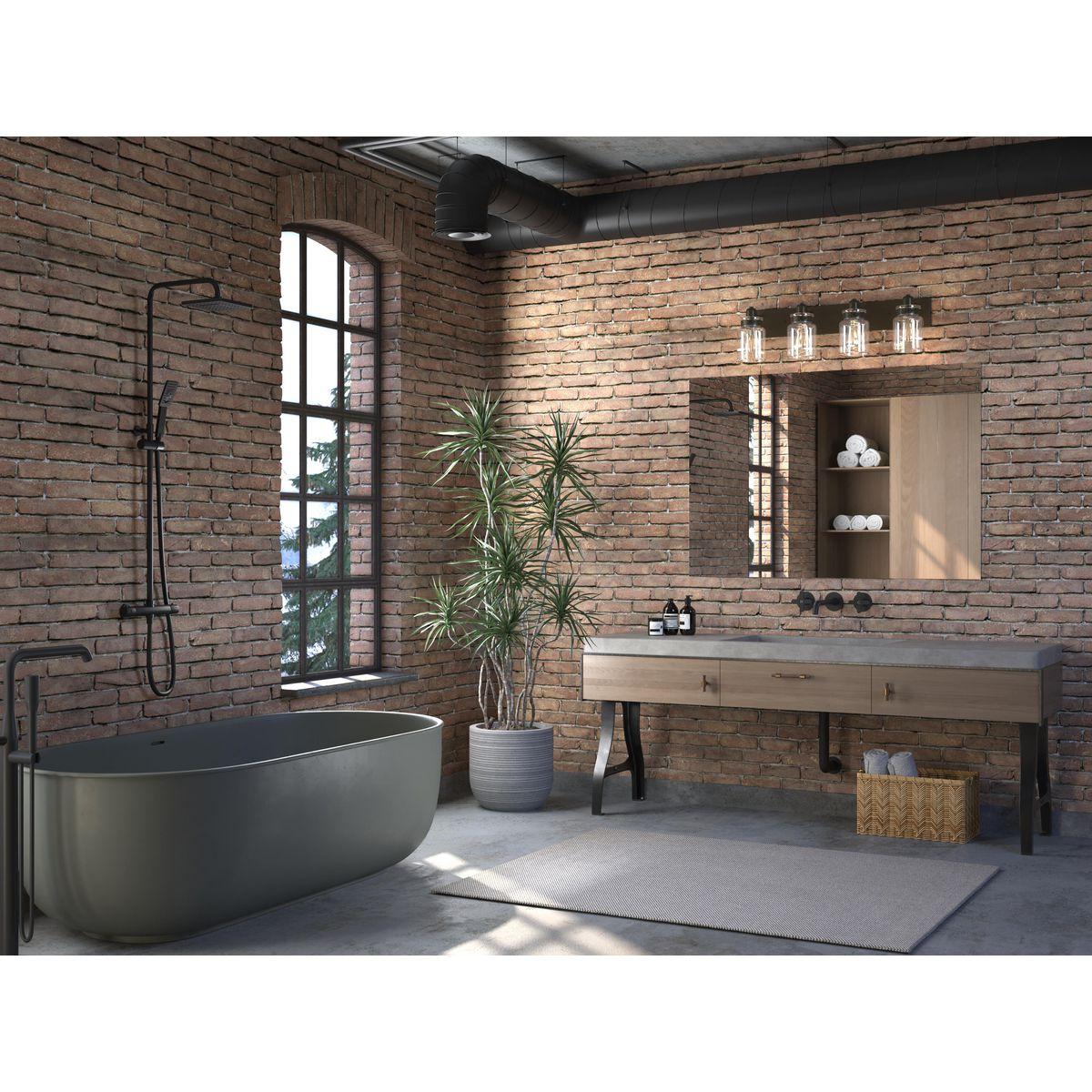 Progress Lighting Calhoun 4-Light Bath Vanity, Brushed Nickel, Clear Glass Shade