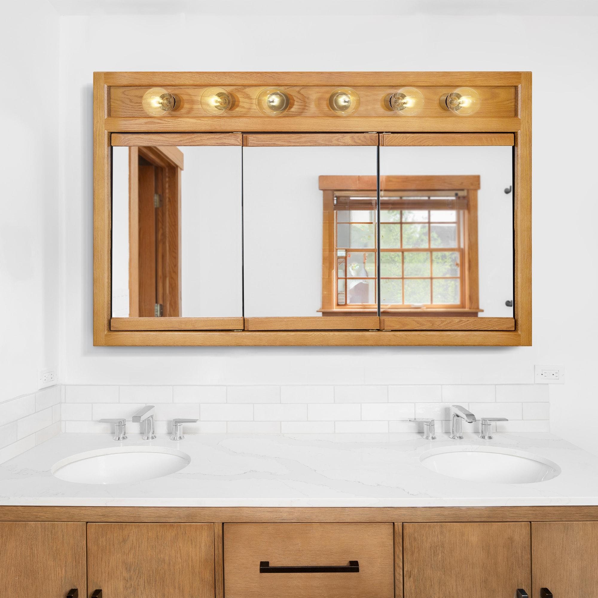 Richland 48-Inch Lighted Wood Medicine Cabinet in Nutmeg Oak