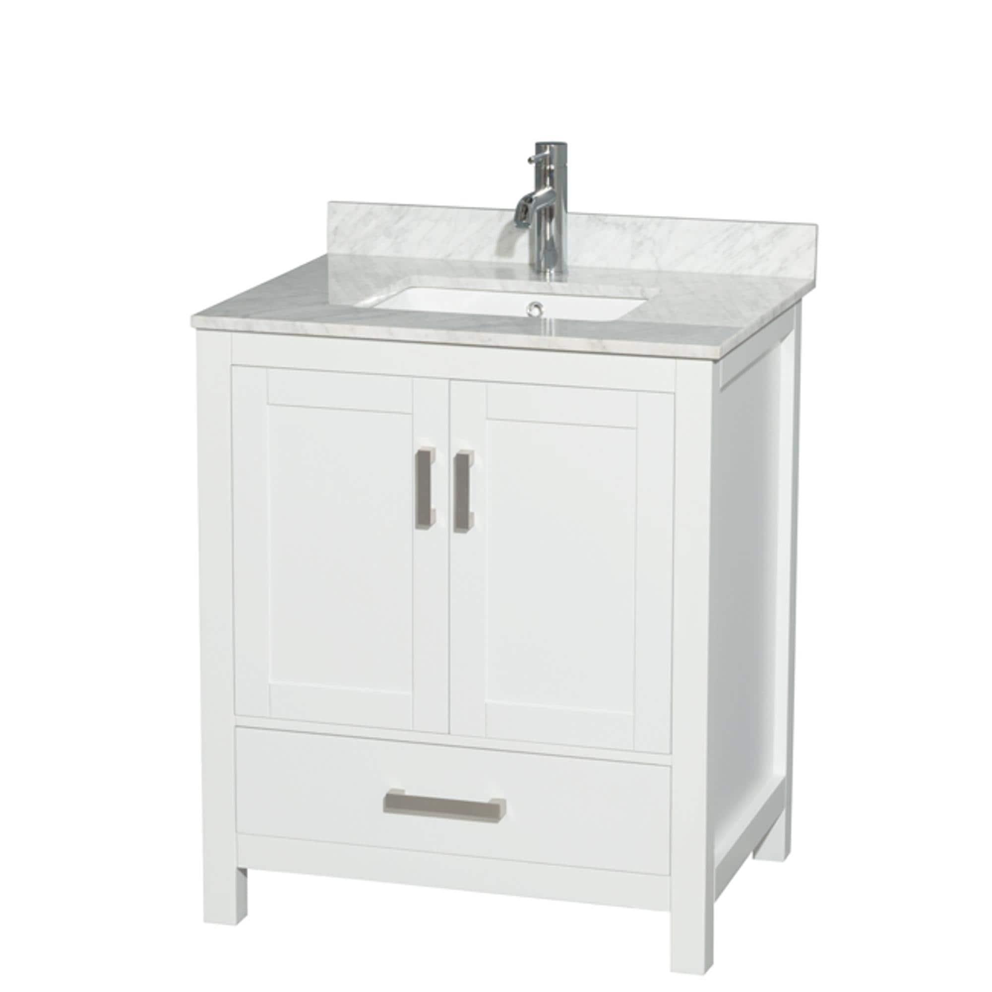 Wyndham Collection Sheffield 30" Freestanding Single Bathroom Vanity with Marble Top