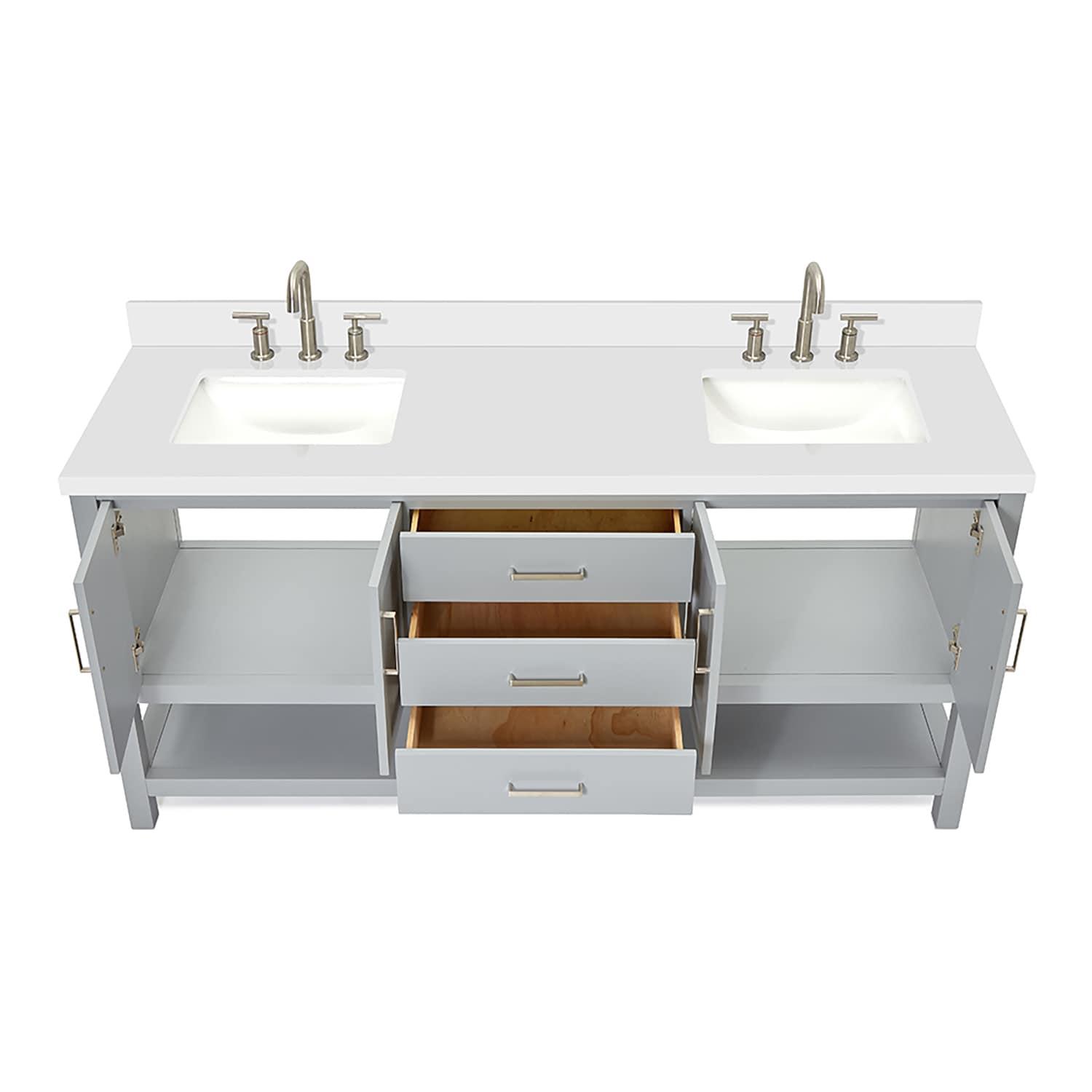 Ariel S073dwqrvo Magnolia 72" Free Standing Double Basin Vanity Set - Grey / Pure White