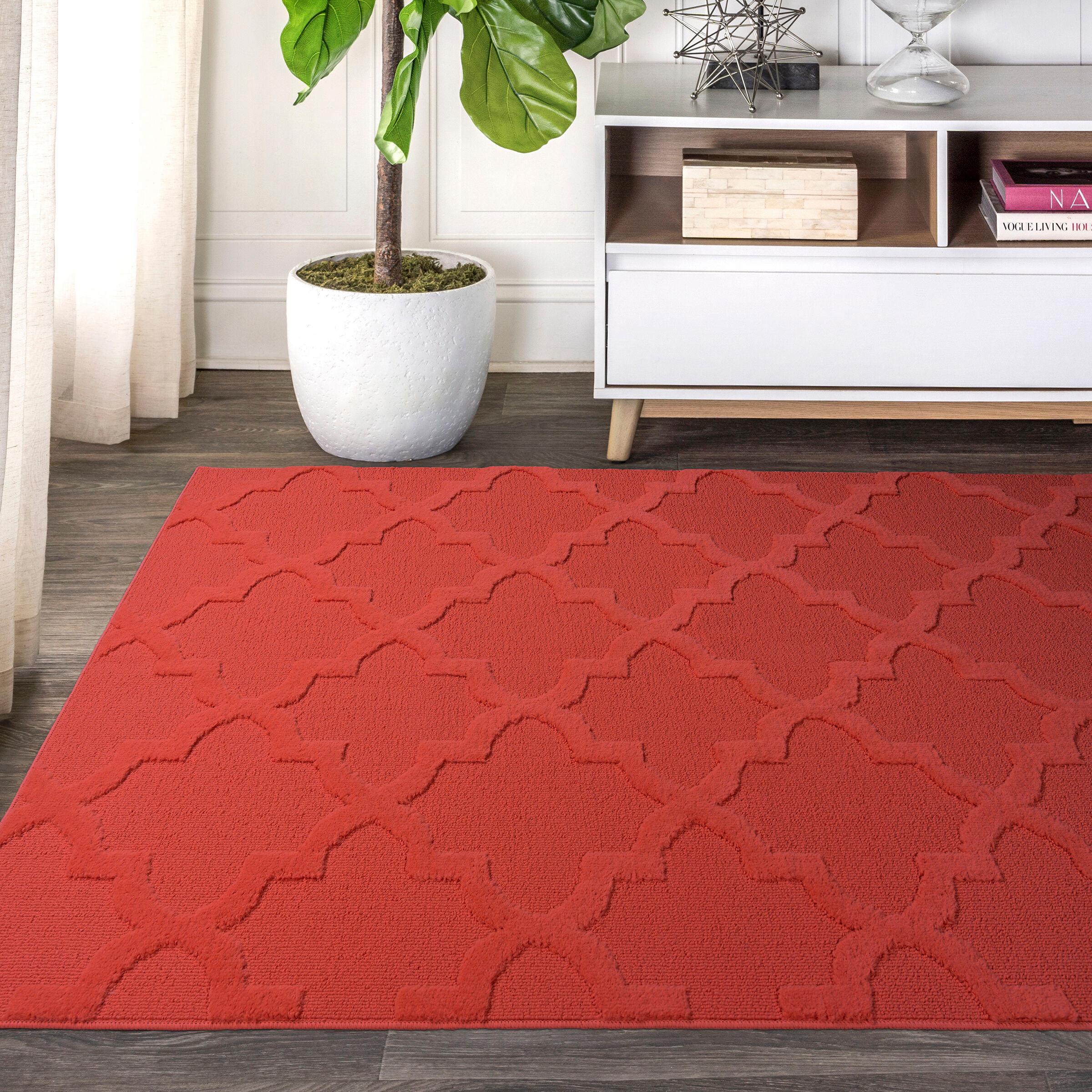 Garland Rug Quatro Polypropylene Chili Red Indoor Area Rug, 7'6" x 9'6"