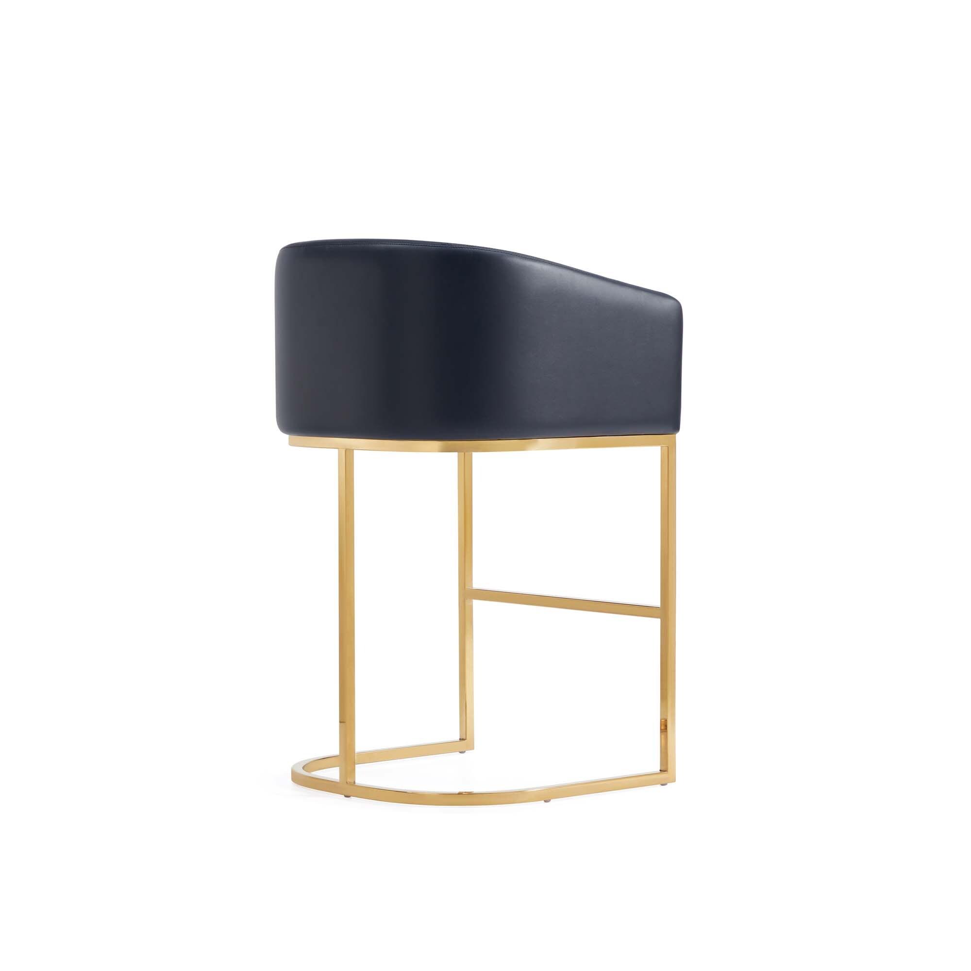 Manhattan Comfort Louvre Counter Height Barstool Black/Titanium Gold