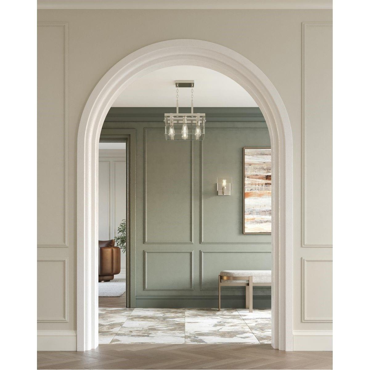Progress Lighting Glayse 4-Light Semi-Flush Convertible Fixture, Brushed Nickel, Beveled Glass Shade