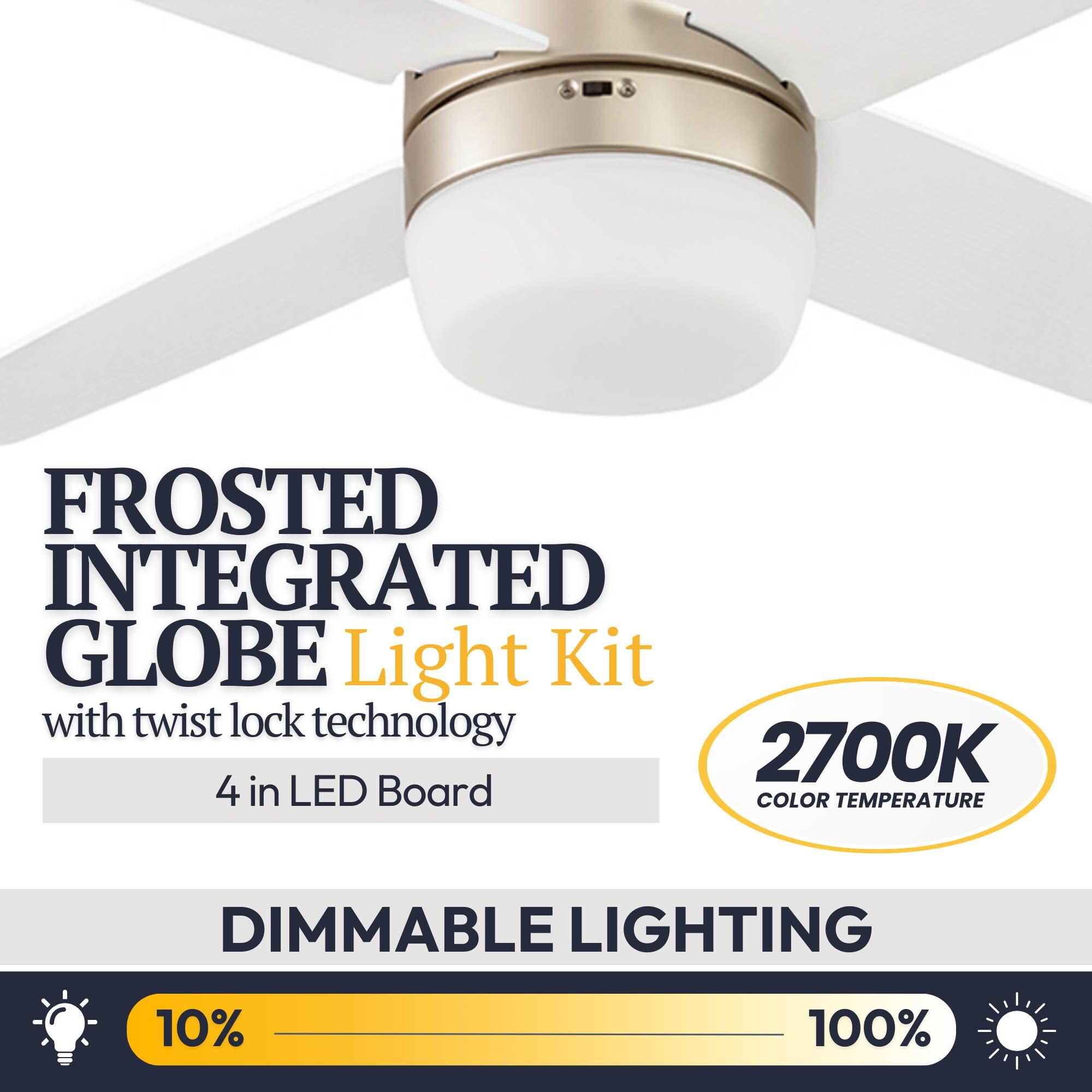 Prominence Home Atlas 44" Champagne Ceiling Fan with Light, Remote Control, 4 Blades & Reverse Airflow