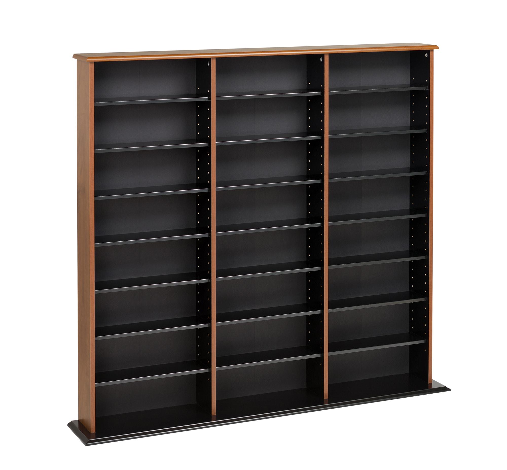 Prepac Triple Width Wall Storage Cherry & Black : Holds 960 CDs, 405 DVDs, Adjustable 24 Shelves