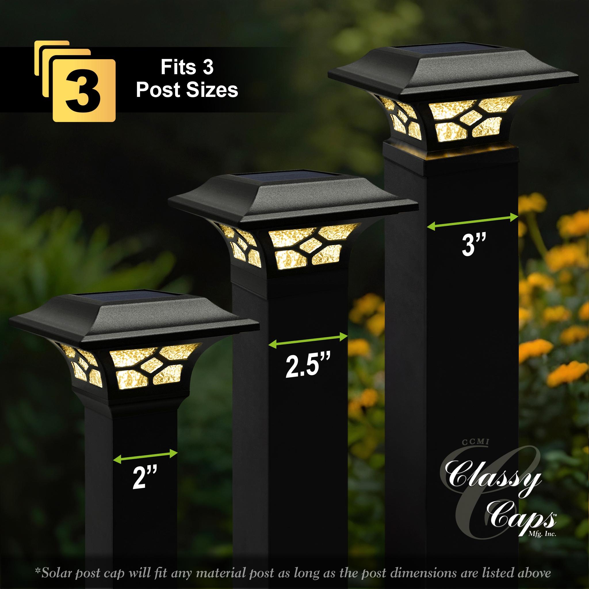 Classy Caps Low Voltage Integrated LED Aluuminum Fence Post Cap Light 2.5 In. X 2.5 In. with Base Adapter Included