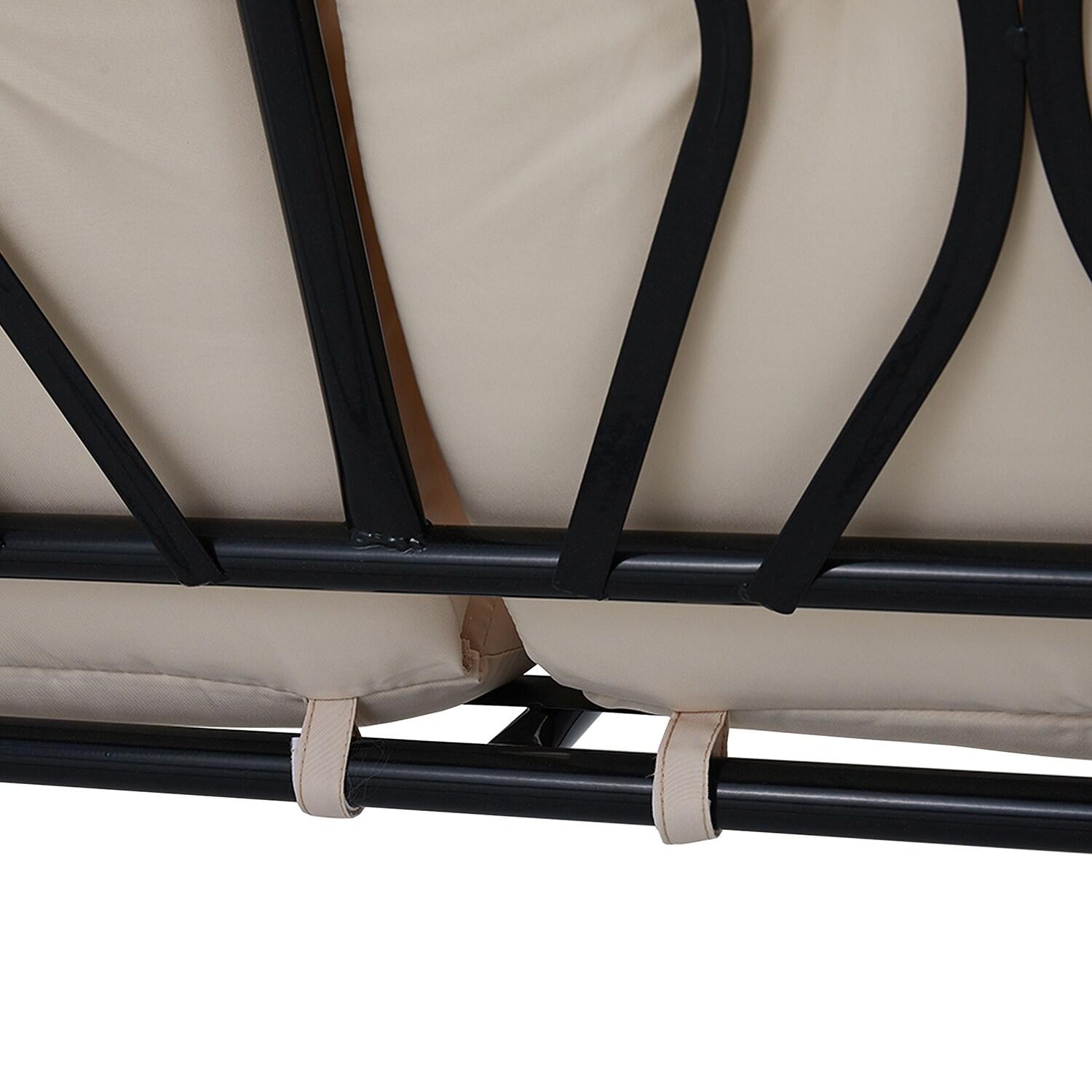 Outsunny 3-Seat Outdoor Patio Swing with Adjustable Tilt Canopy, Cushions, Pillow, Steel Frame, Side Tray, Cup Holder, Beige