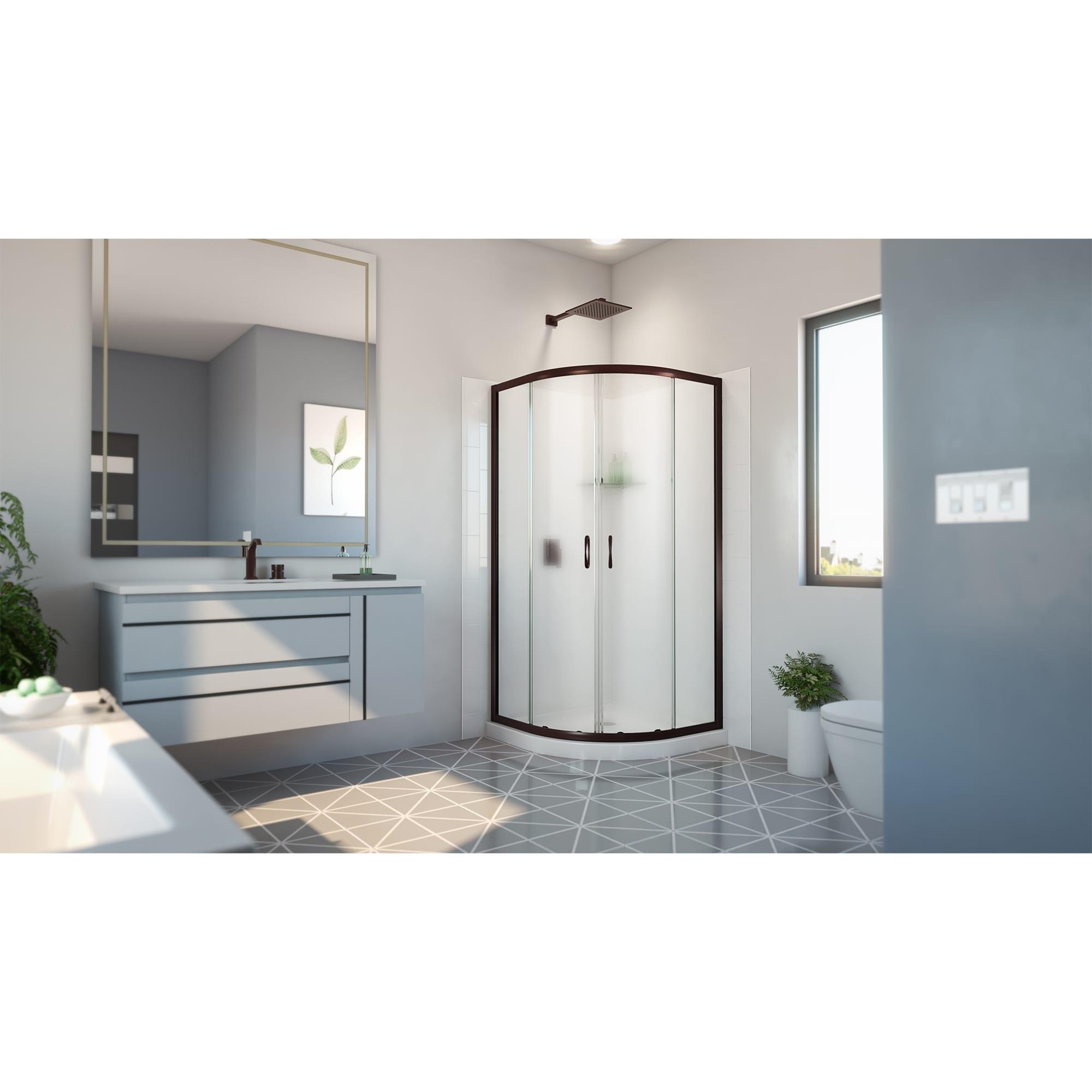 DreamLine Dreamline Prime 33 In. X 33 In. X 78 3/4 In. H Shower Enclosure, Base, And White Wall Kit In Chrome And Frosted Glass E2703333XFQ0006