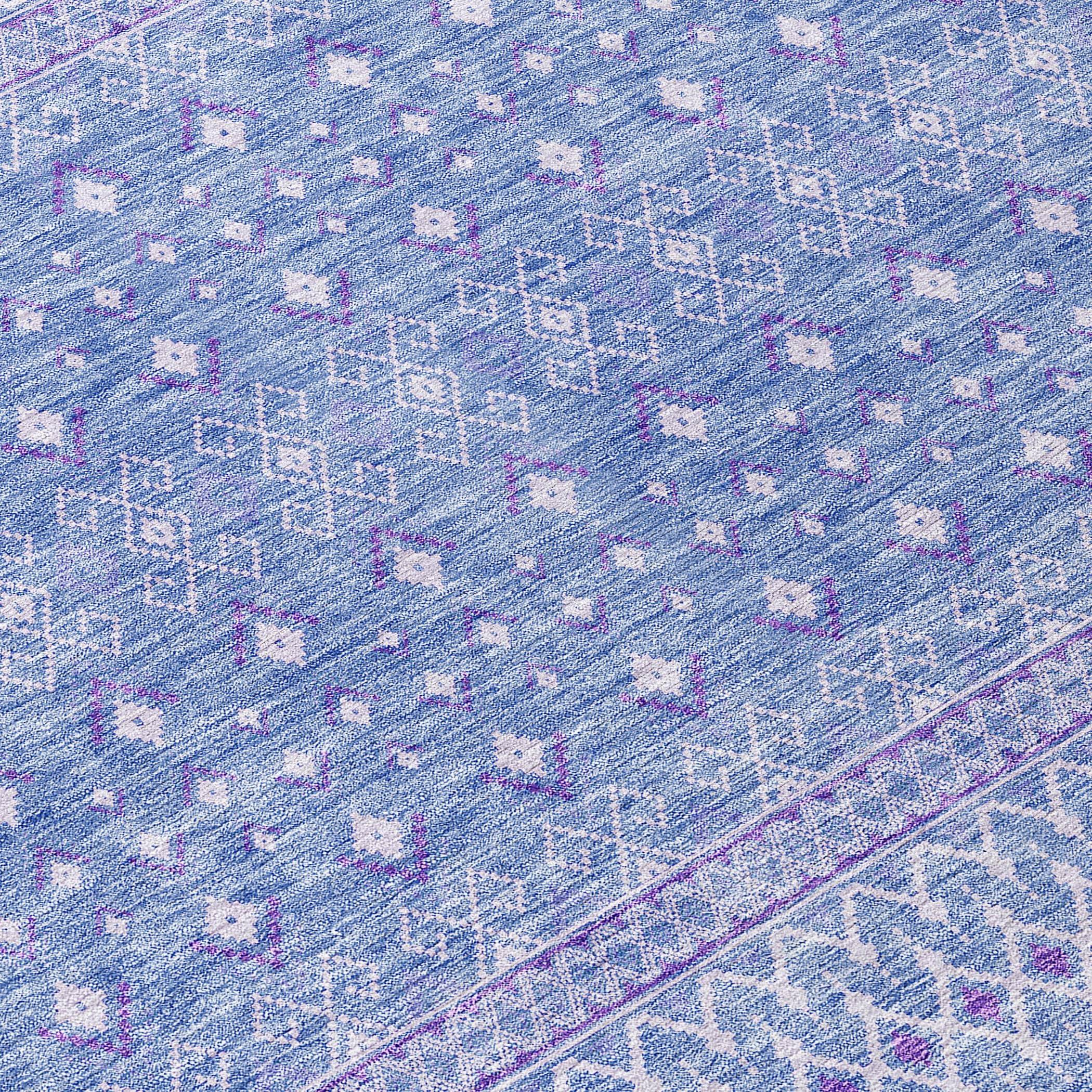 Sky Blue Synthetic Flat Woven 8' x 10' Bohemian Rug