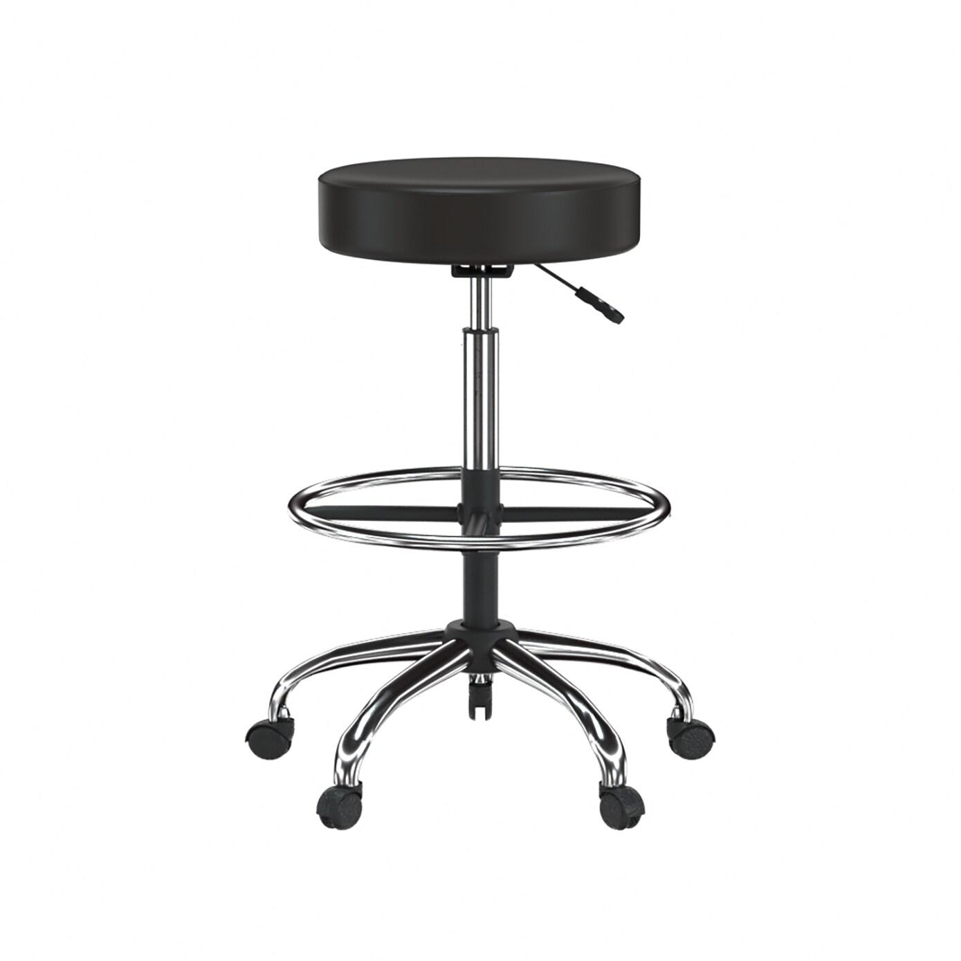 Medical/Drafting Stool Black - Boss Office Products: Antimicrobial Vinyl, Molded Foam, Adjustable Height, Metal Base, No Assembly Required