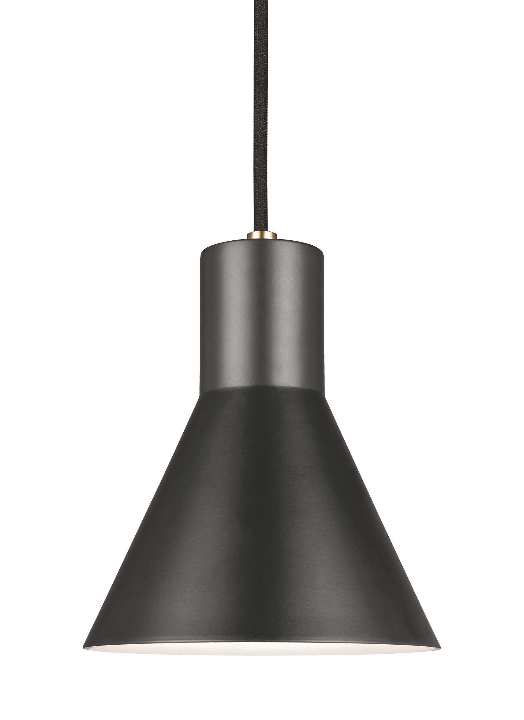 Towner 1-Light Black Shade with Satin Brass Accents Pendant