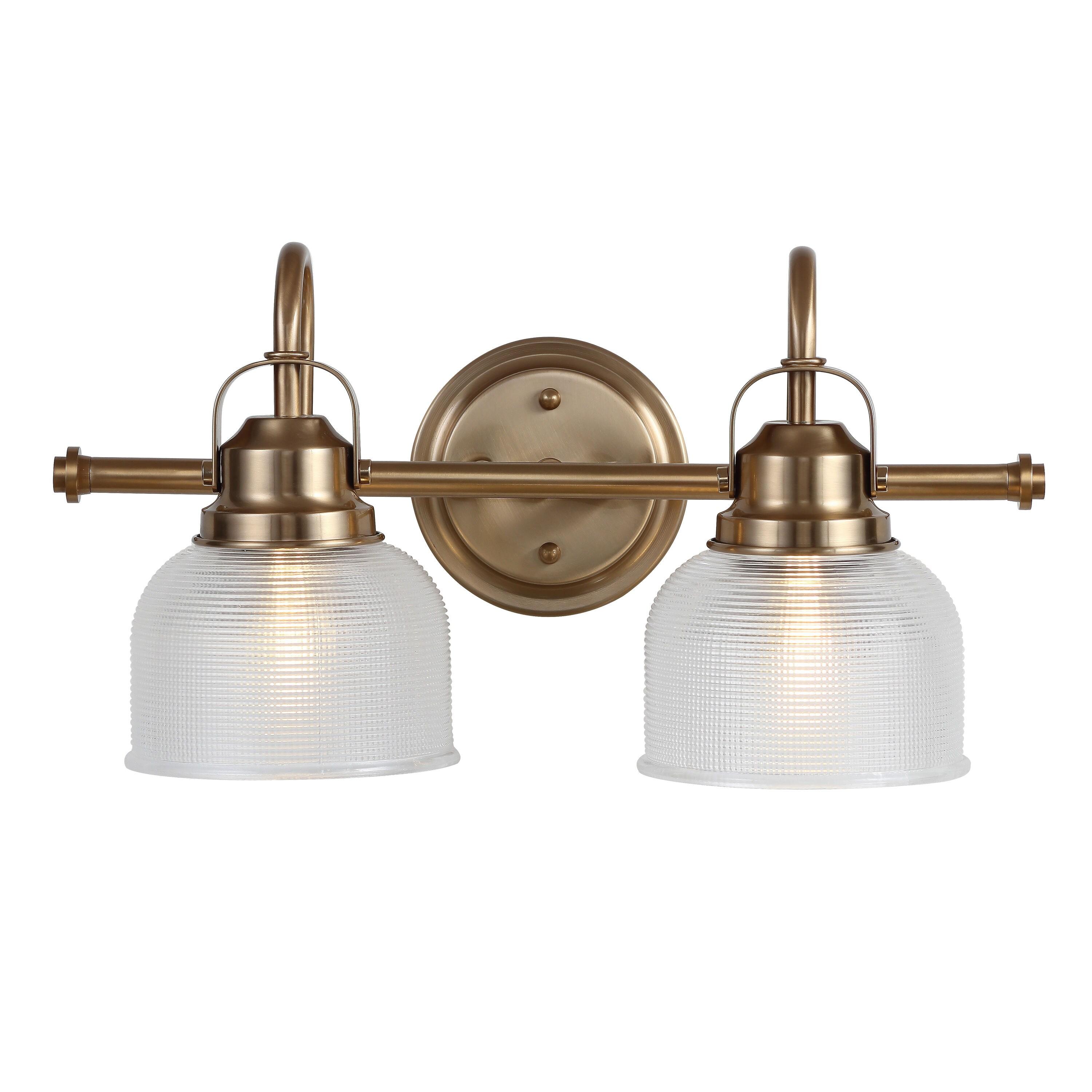 17.25" LED 2-Light Metal/Glass Virginia Pendent Brass/Gold - JONATHAN Y: ETL Listed, Bathroom Fixture, Bright Light