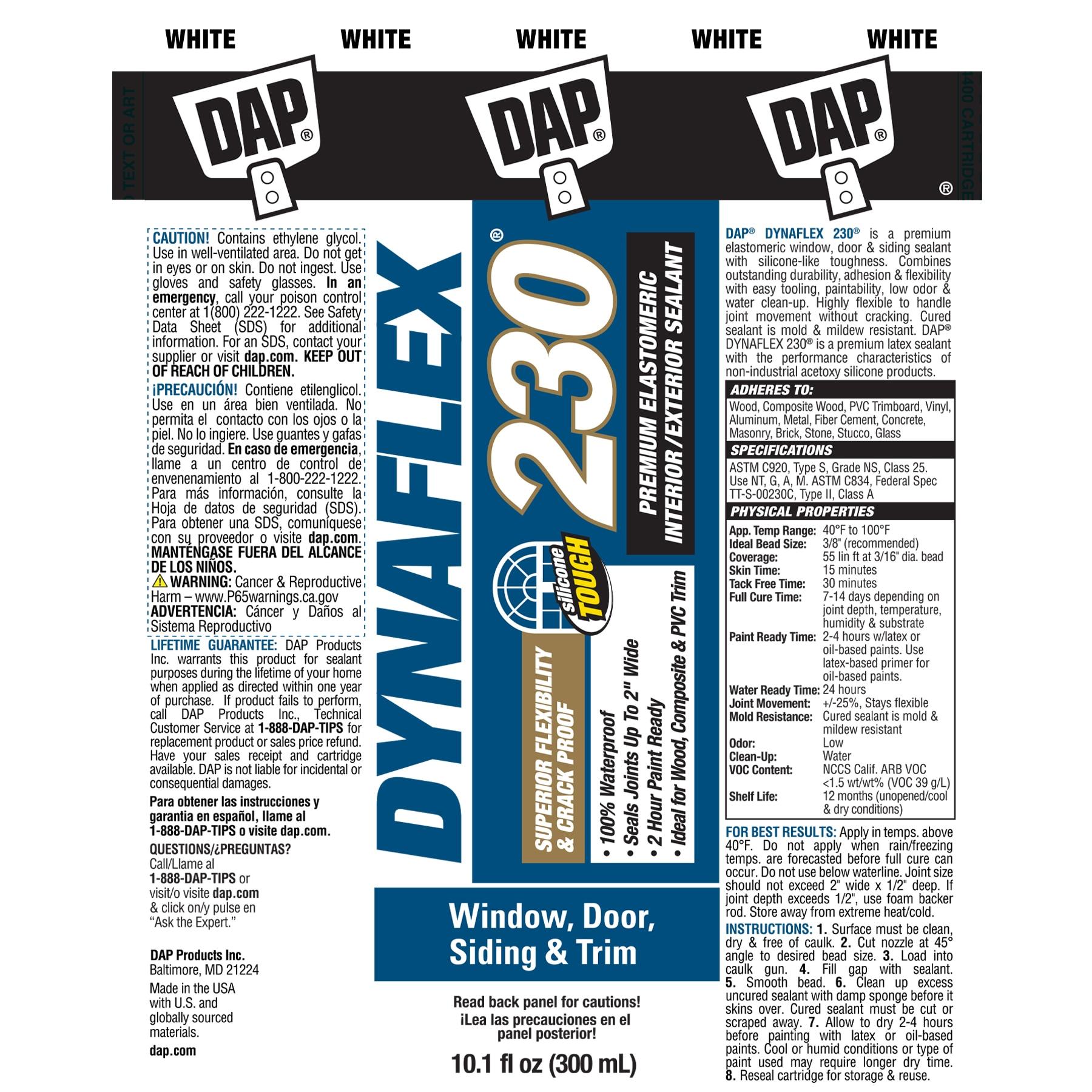 DAP Dynaflex 230 10.1 oz White Premium Latex Sealant Door and Trim