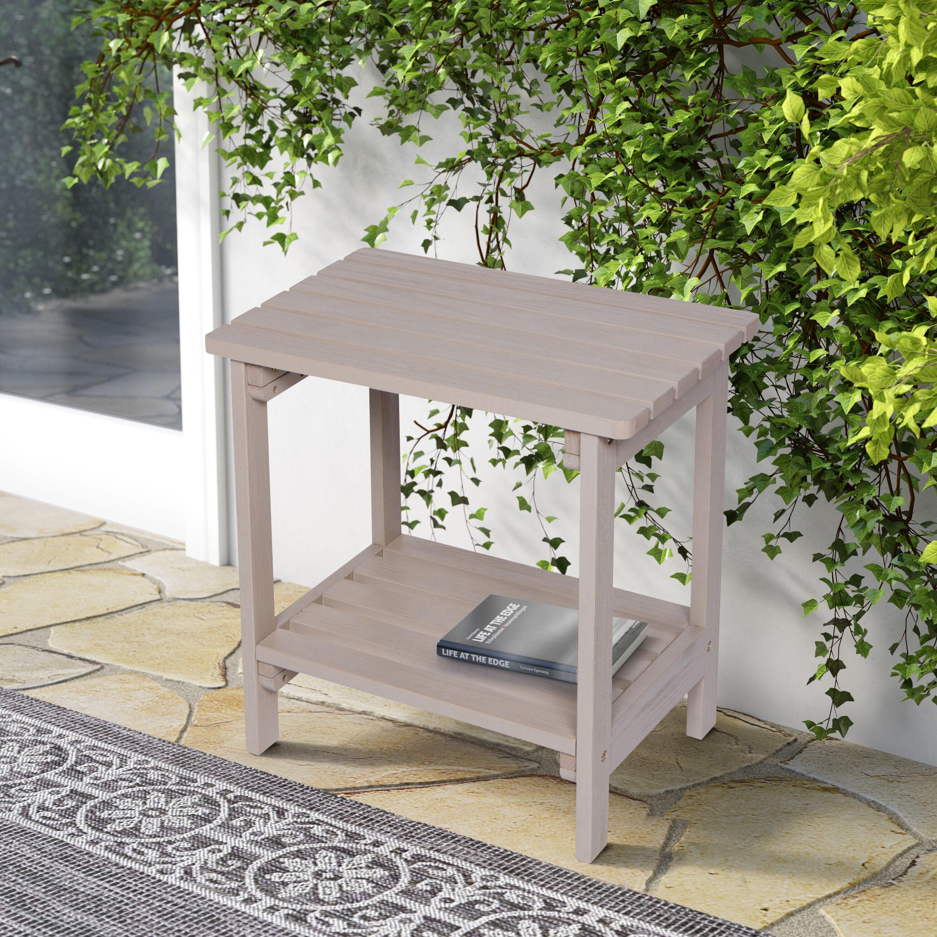 Shine Company Rectangular Traditional Wooden Indoor/Outdoor Side Table in Gray