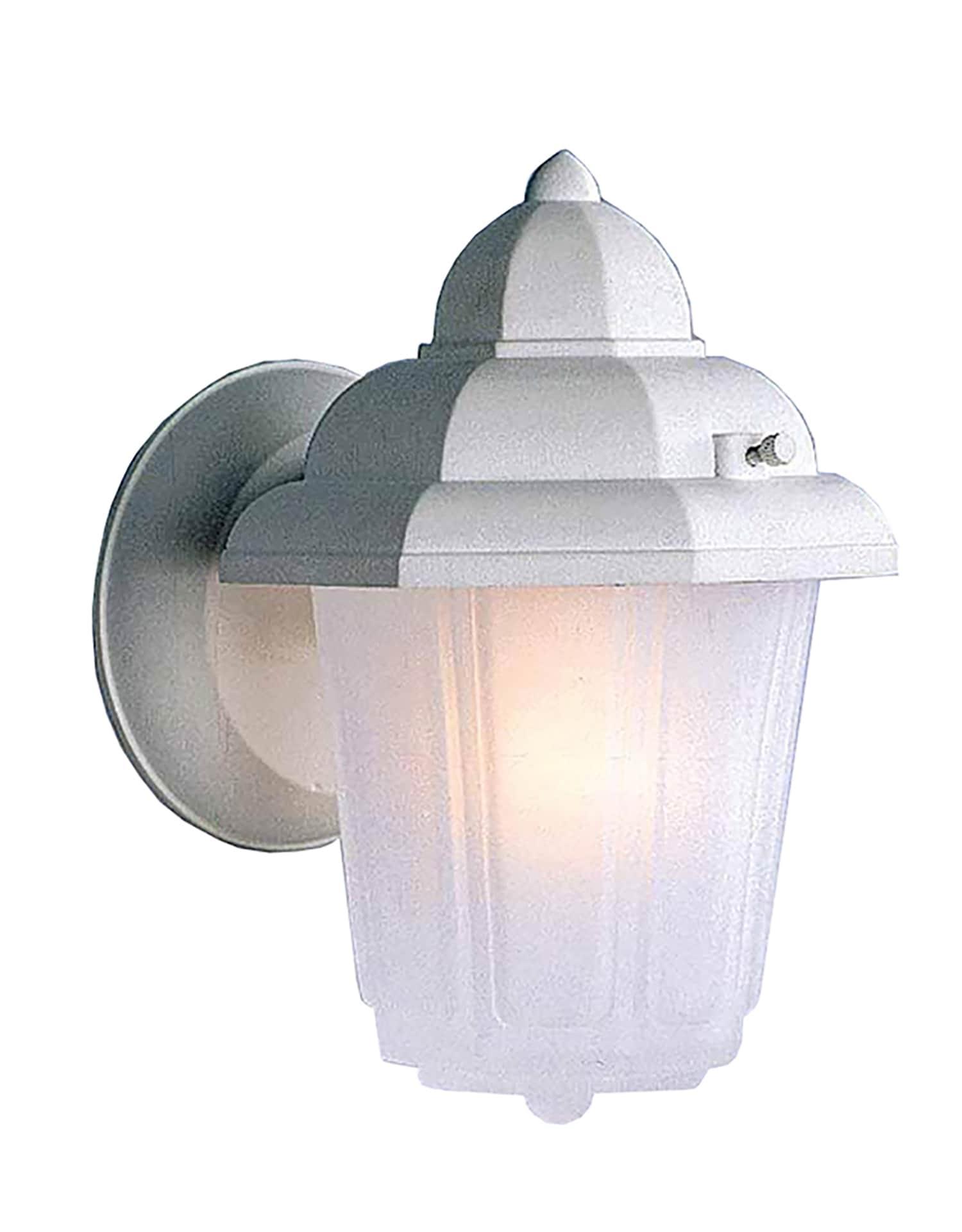 Frosted Glass & Cast Aluminum 8.75" White Outdoor Sconce