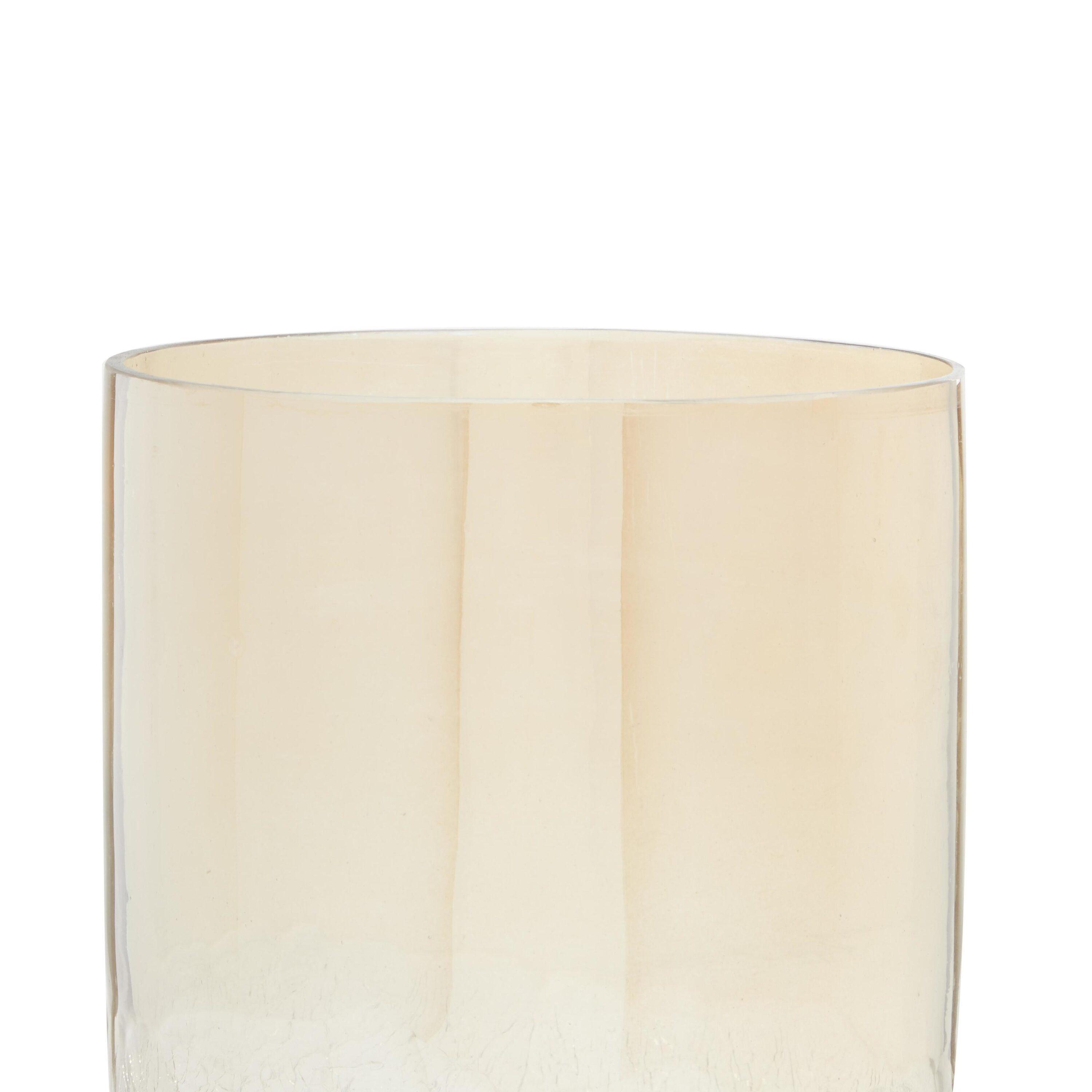 DecMode Gold Glass Handmade Turned Style Pillar Hurricane Lamp with Faux Mercury Glass Finish