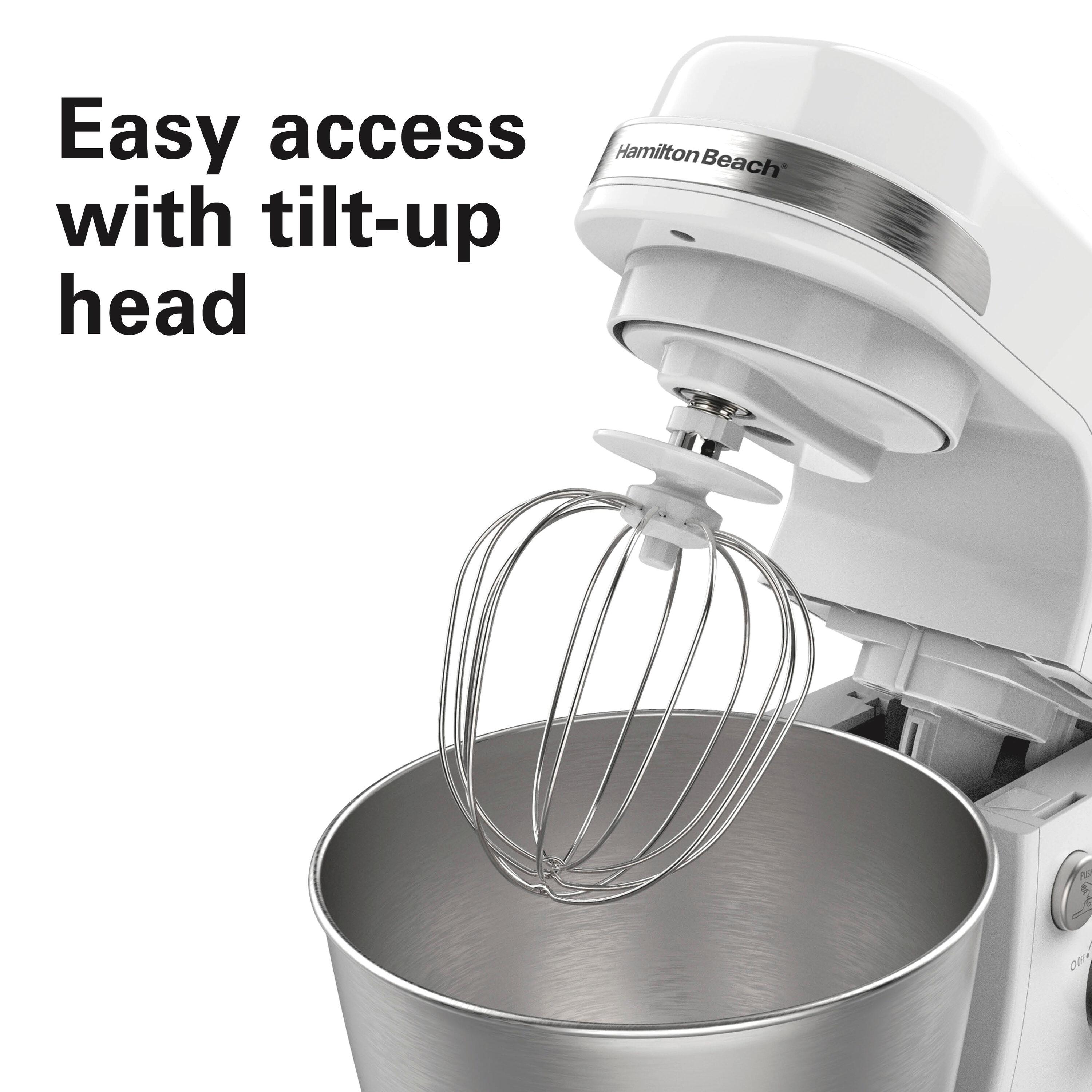 Hamilton Beach® 7-Speed 4-Quart Electric Stand Mixer with Splash Guard, Dough Hook, Flat Beater, and Whisk Attachments