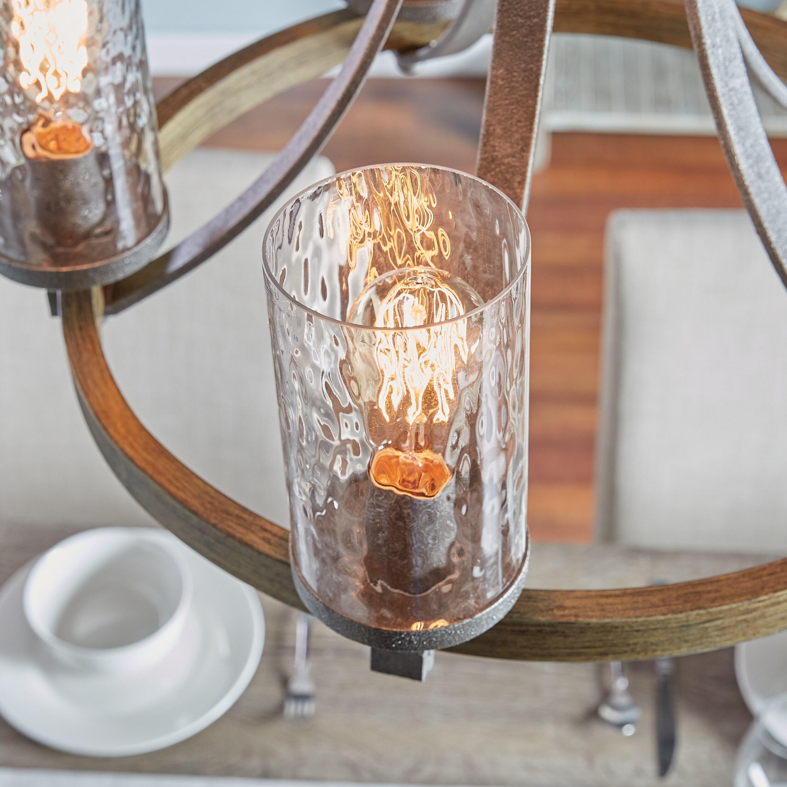 Steffens Iron & Textured Glass Chandelier (24"-48")