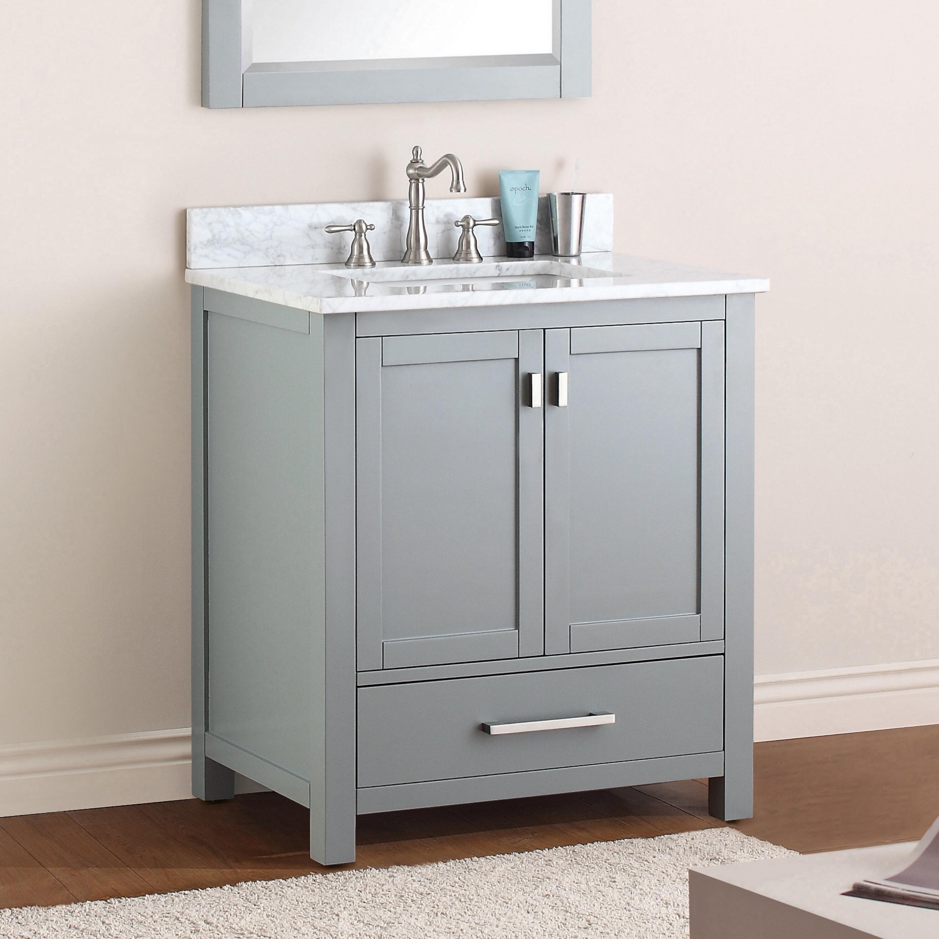 Chilled Gray 30" Solid Wood Freestanding Transitional Vanity