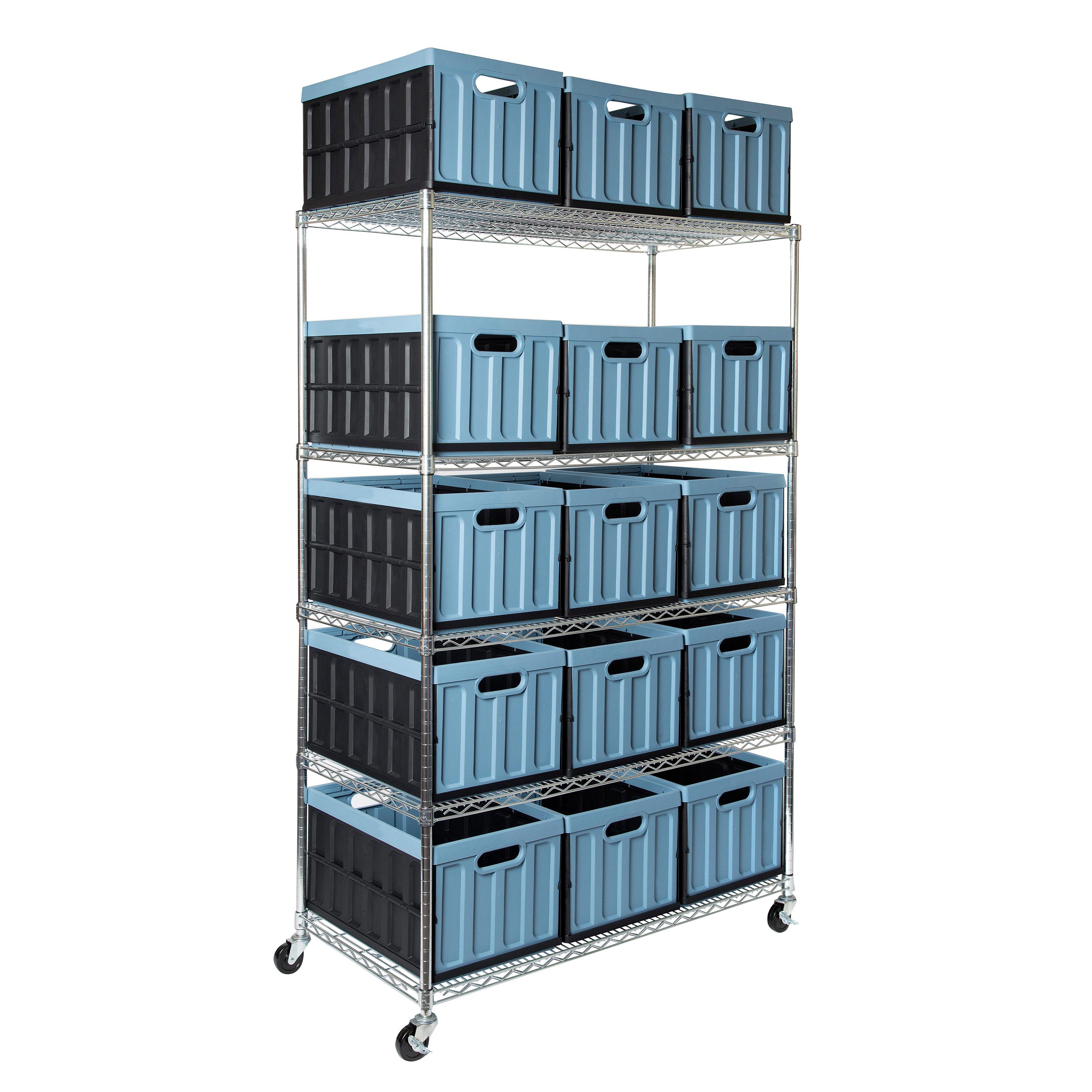 UltraDurable 24" D 5-Tier NSF-Certified Steel Shelving with Wheels